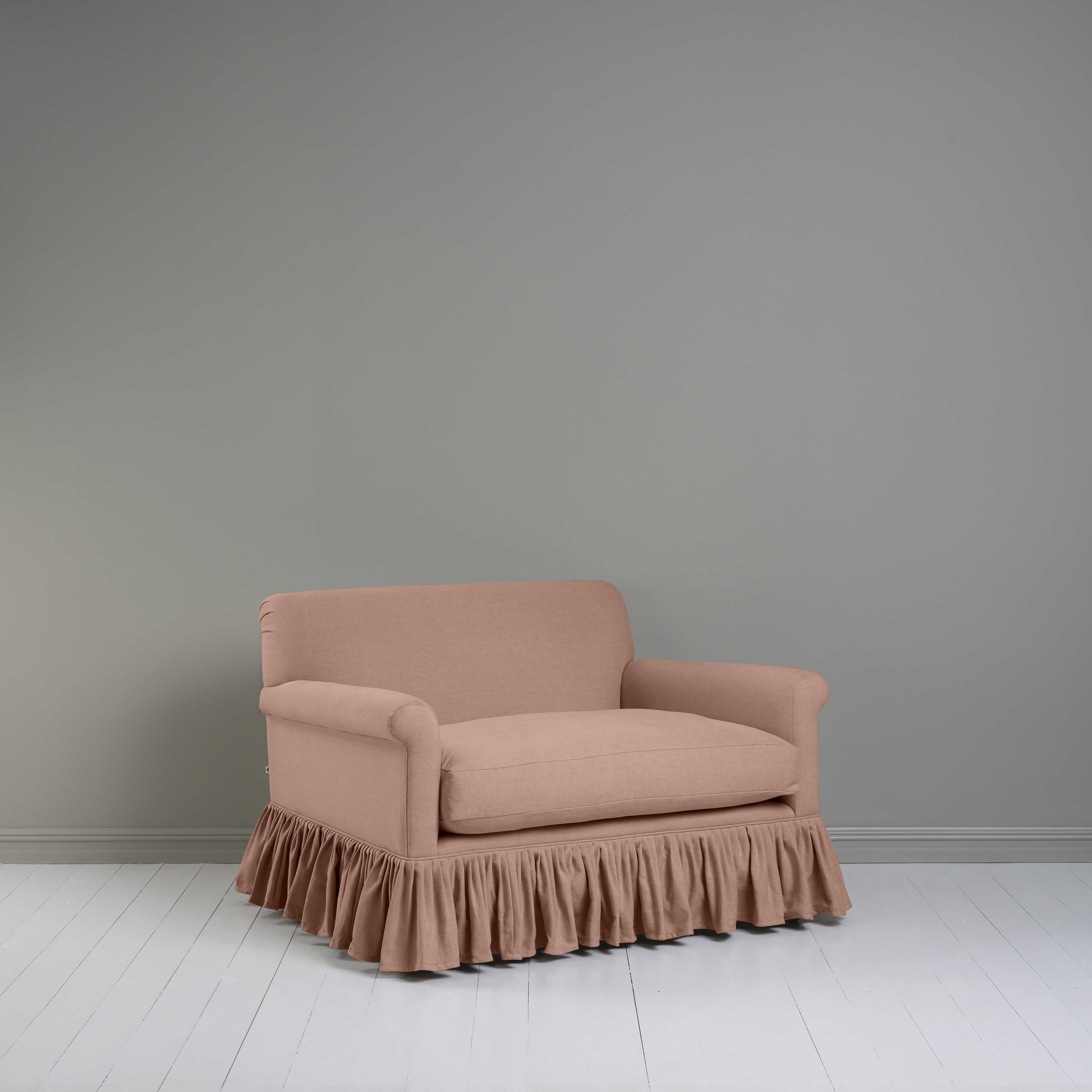 Curtain Call Love Seat in Laidback Linen Roseberry - Nicola Harding