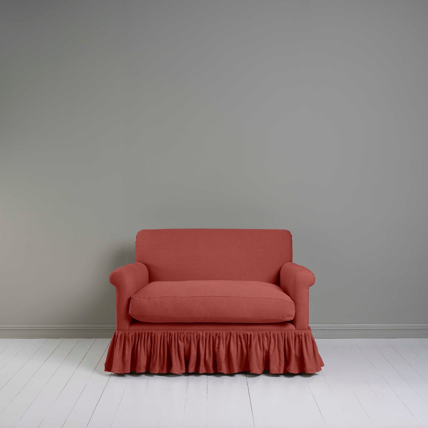 Curtain Call Love Seat in Laidback Linen Rouge