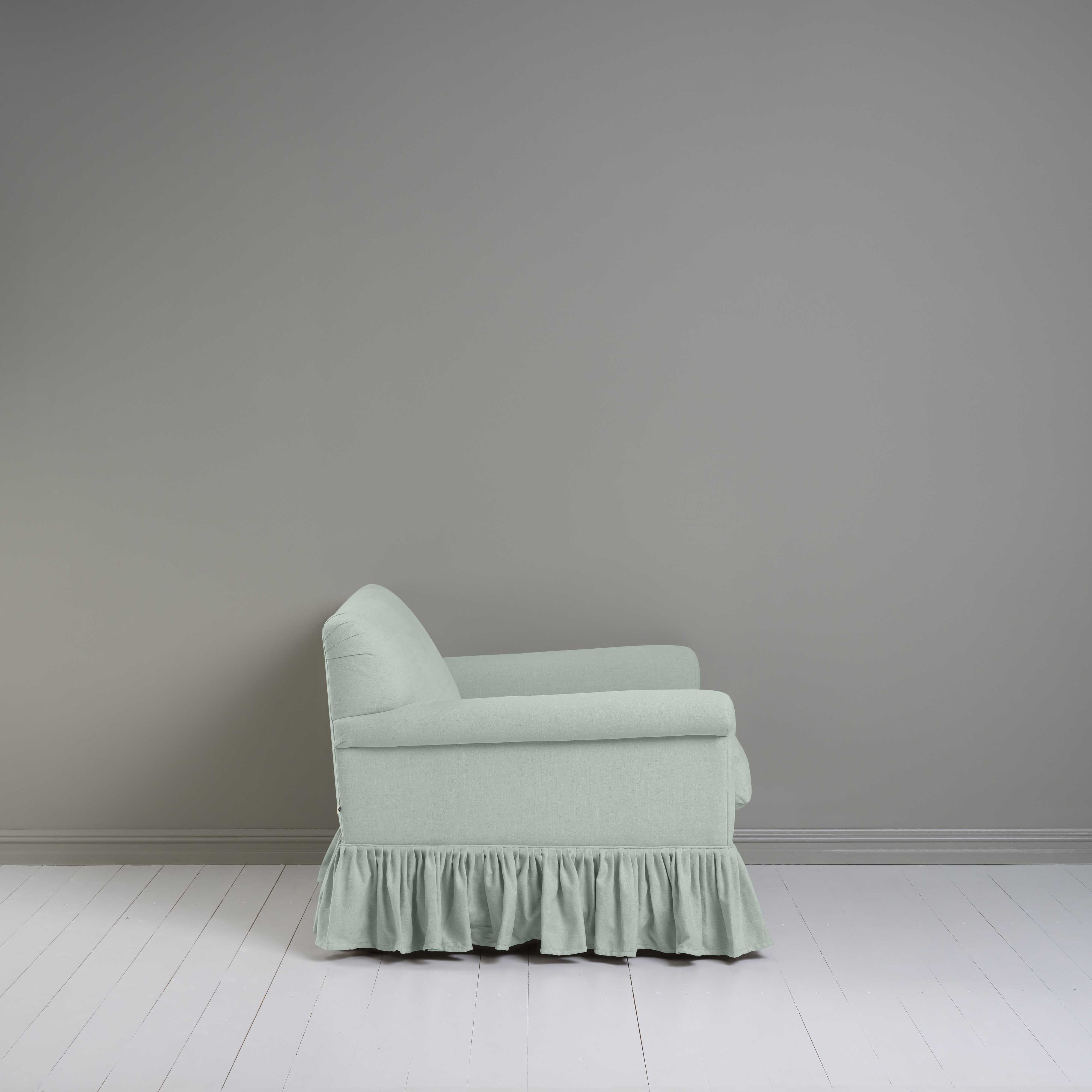 Side View of Curtain Call Love Seat in Sky Blue Color - NiX