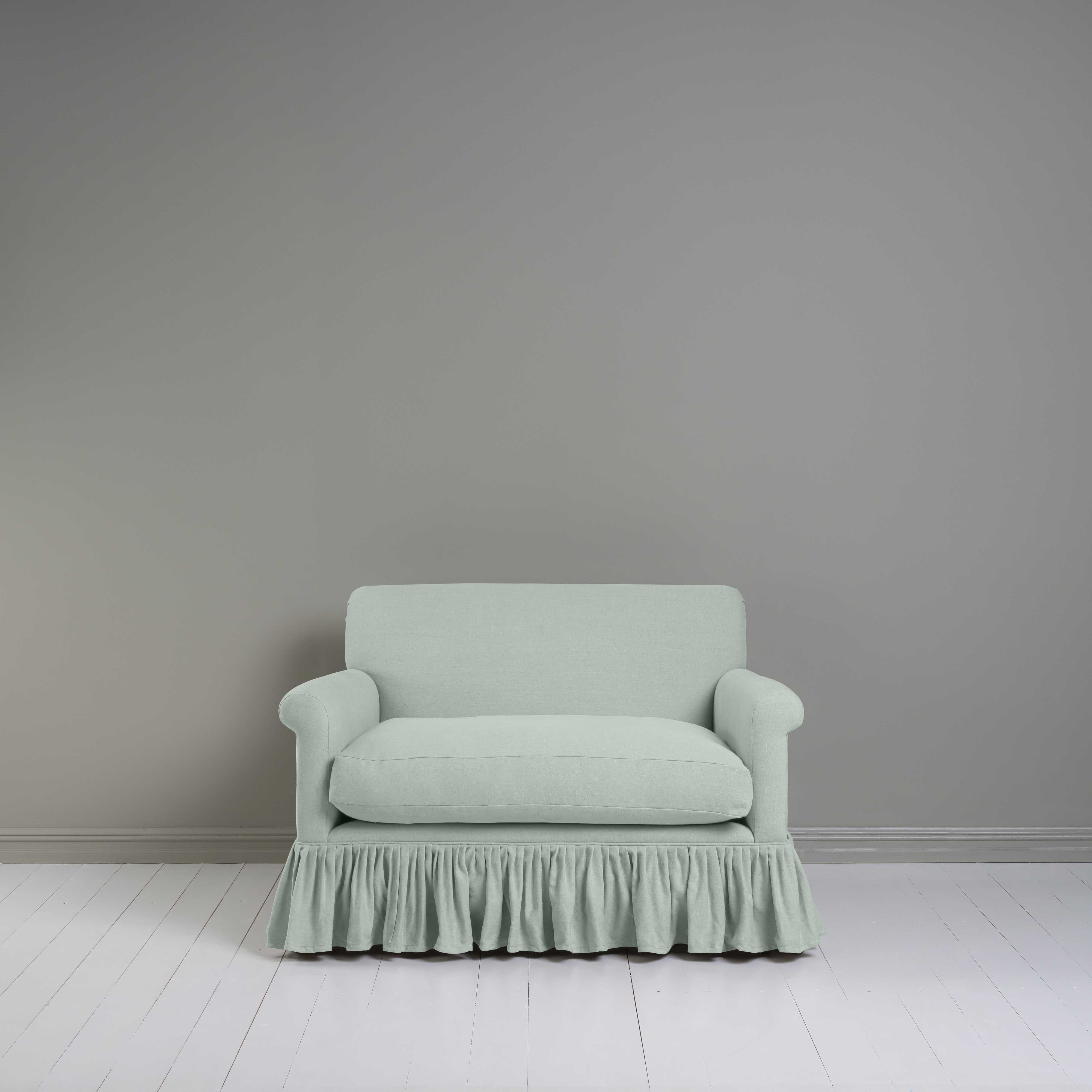 Curtain Call Love Seat in Laidback Linen Sky, Front View - NiX