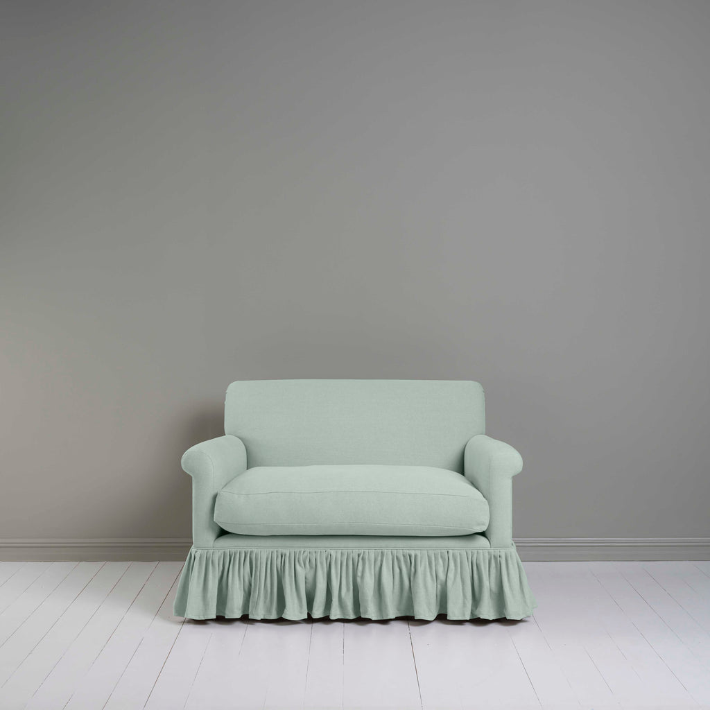 Curtain Call Love Seat in Laidback Linen Sky, Front View - NiX