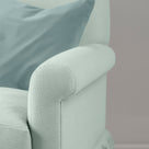 Arm Design Closeup of Curtain Call Love Seat in Sky Blue Color - Nicola Harding