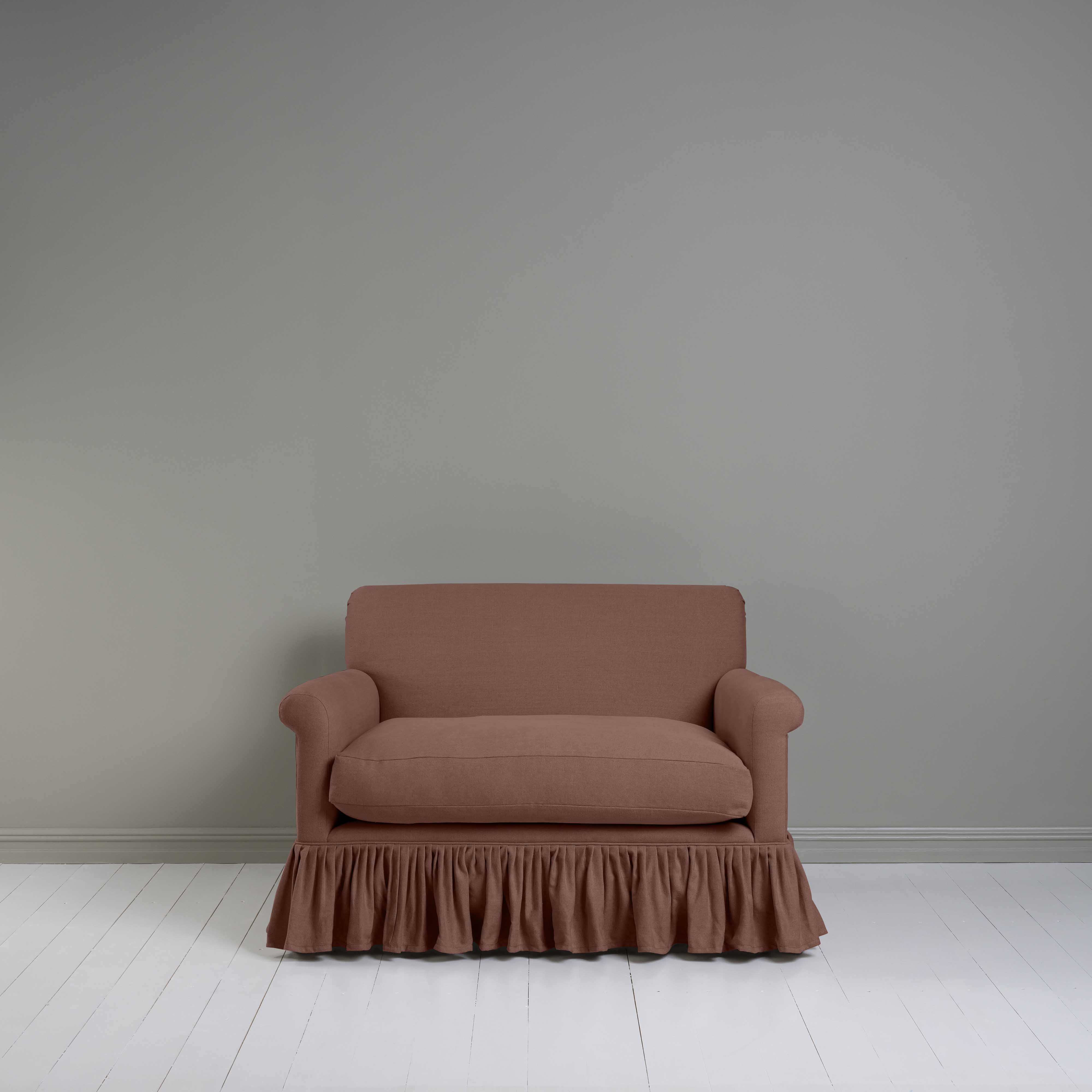 Front View of Curtain Call Love Seat in Pink(Sweet Briar) - By NiX