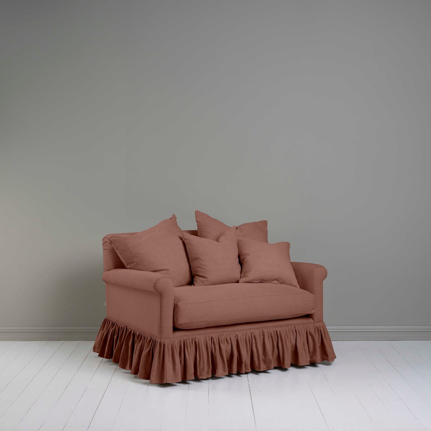 Curtain Call Love Seat in Pink(Sweet Briar) With 4 Cushion - Nicola Harding & Co.