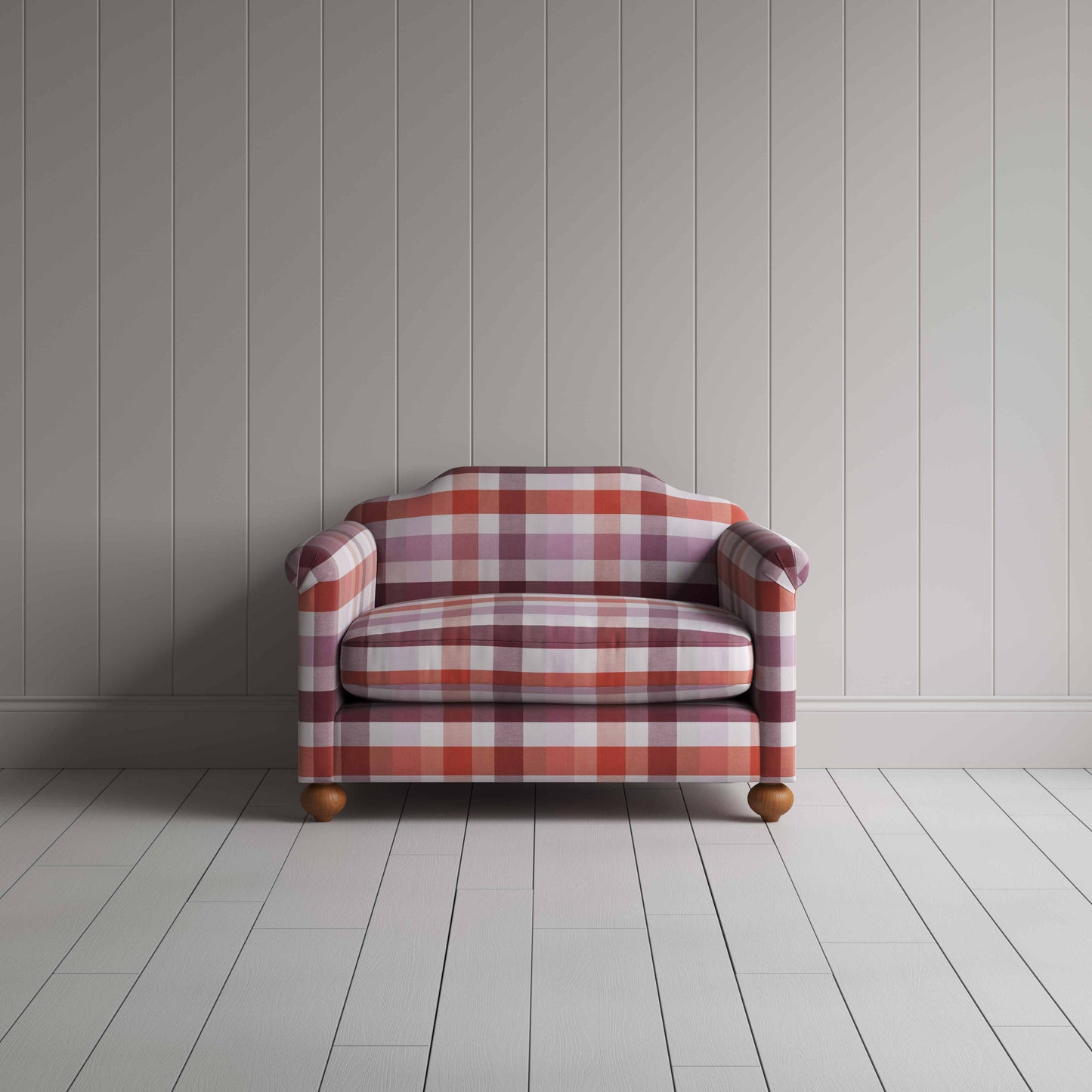 Dolittle Love Seat in Checkmate Cotton, Berry