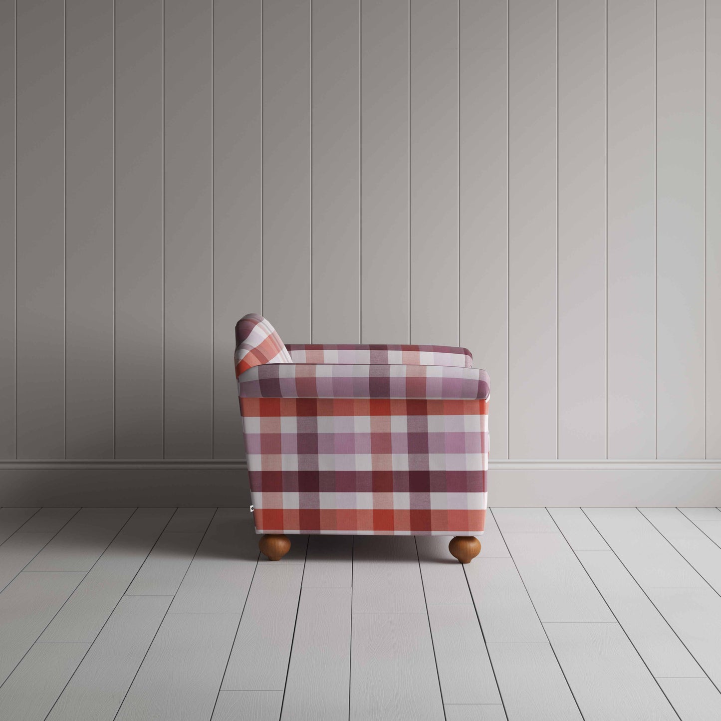 Dolittle Love Seat in Checkmate Cotton, Berry