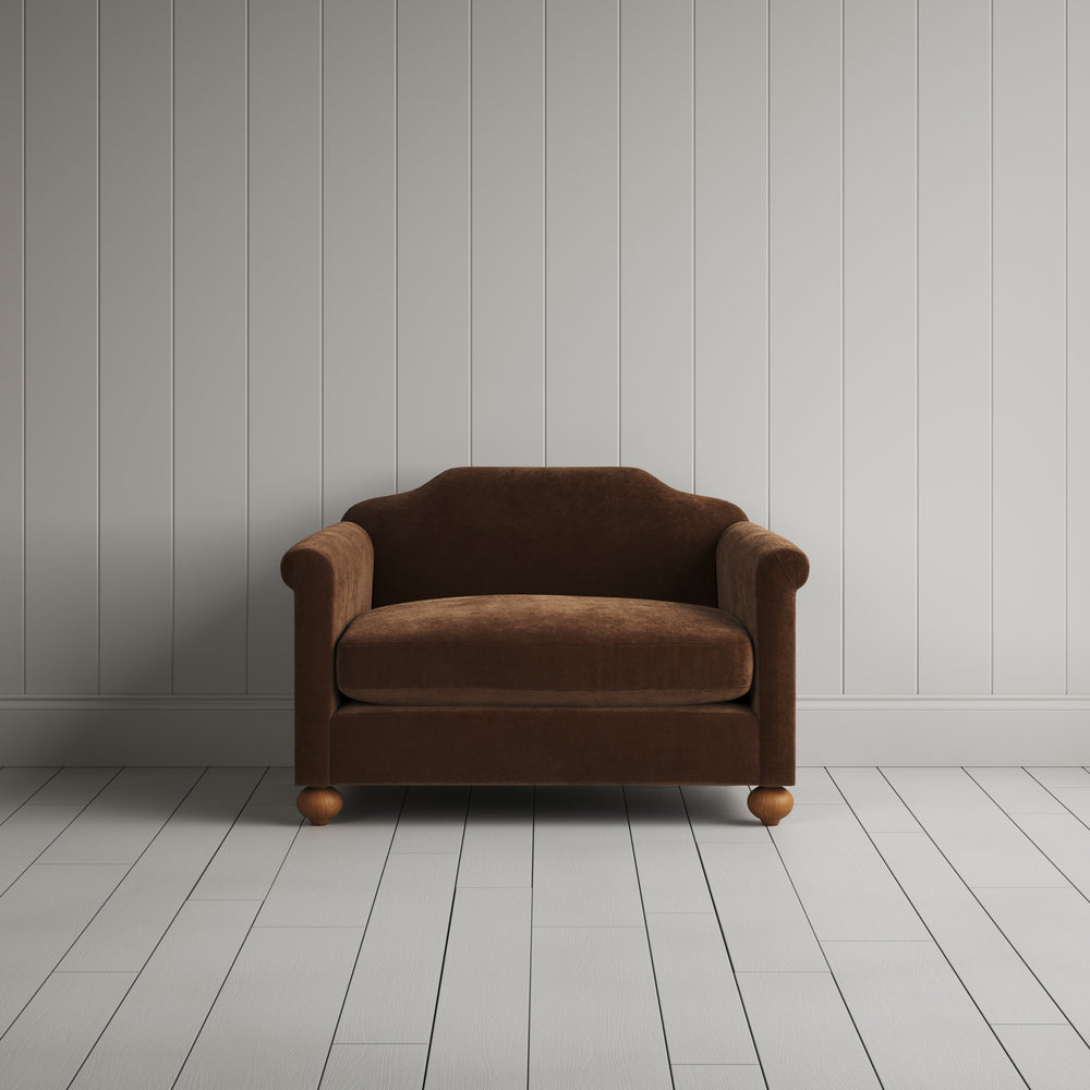 Front View of Dolittle Love Seat in Classic Corduroy Tobacco