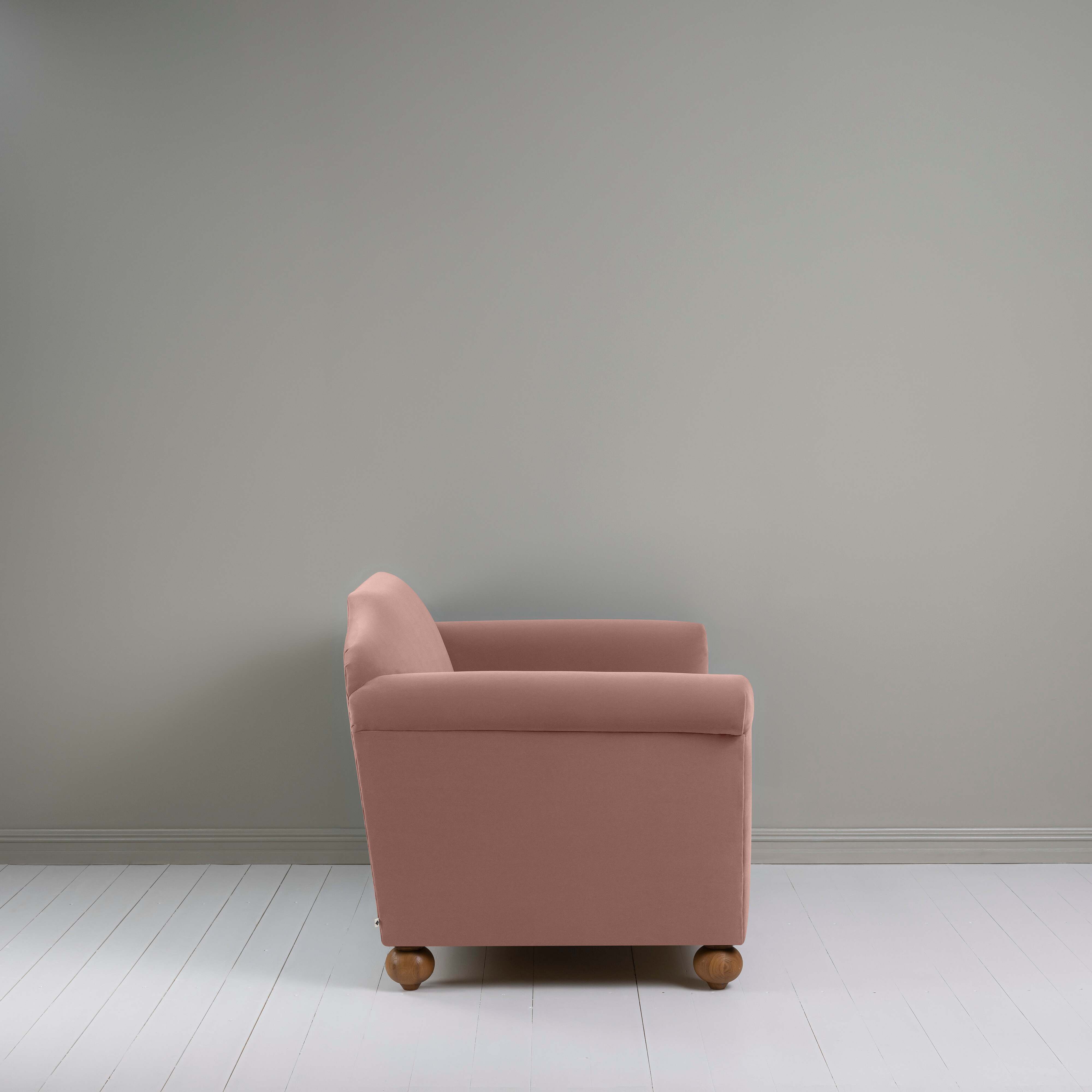Dolittle Love Seat in Intelligent Velvet Dusky Pink, Side View - Nicola Harding
