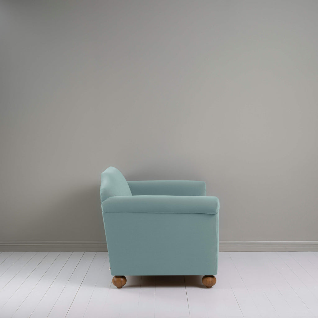 Dolittle Love Seat in Intelligent Velvet Mineral Side View - NiX