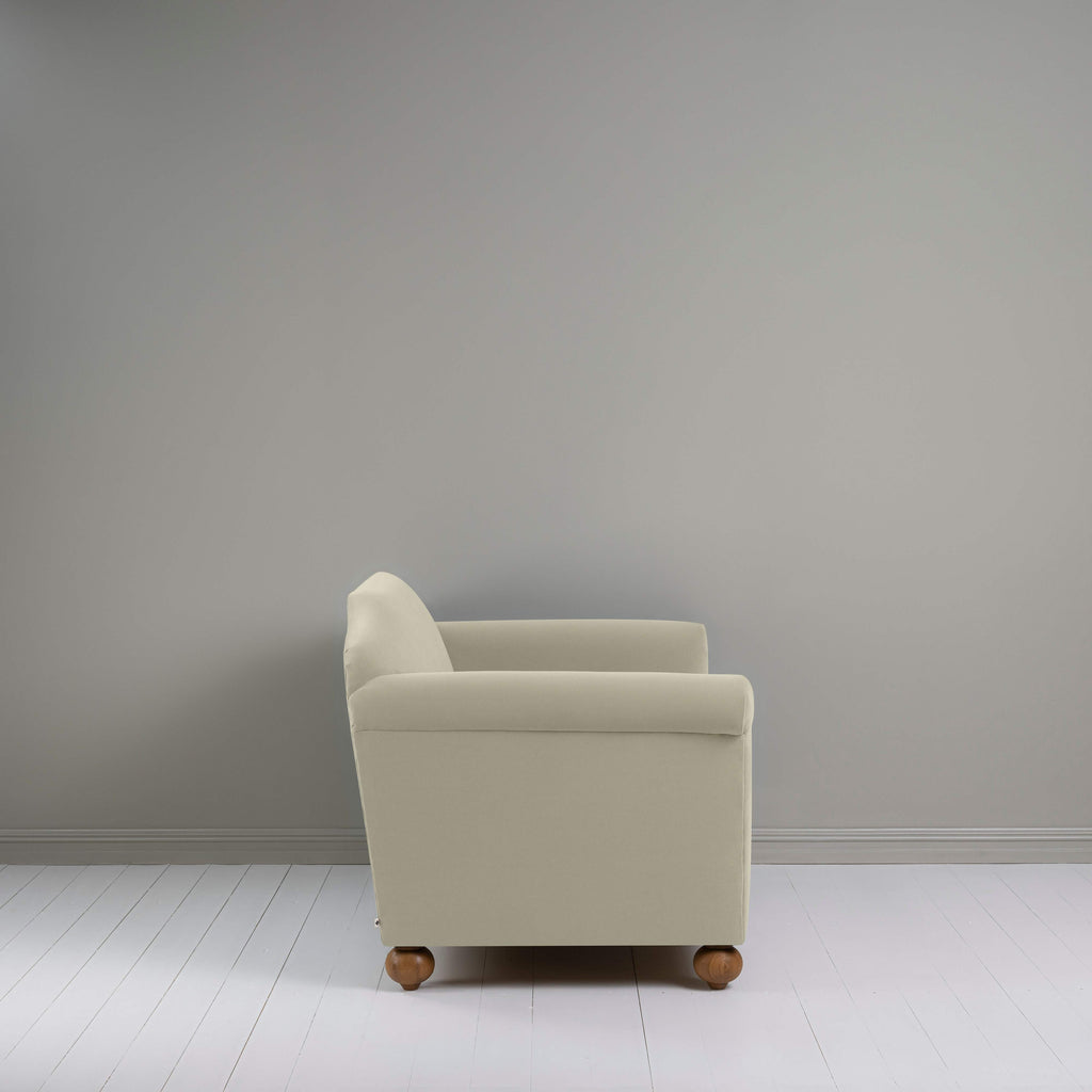 Dolittle Love Seat in Intelligent Velvet Moonstone, Side View - Nicola Harding