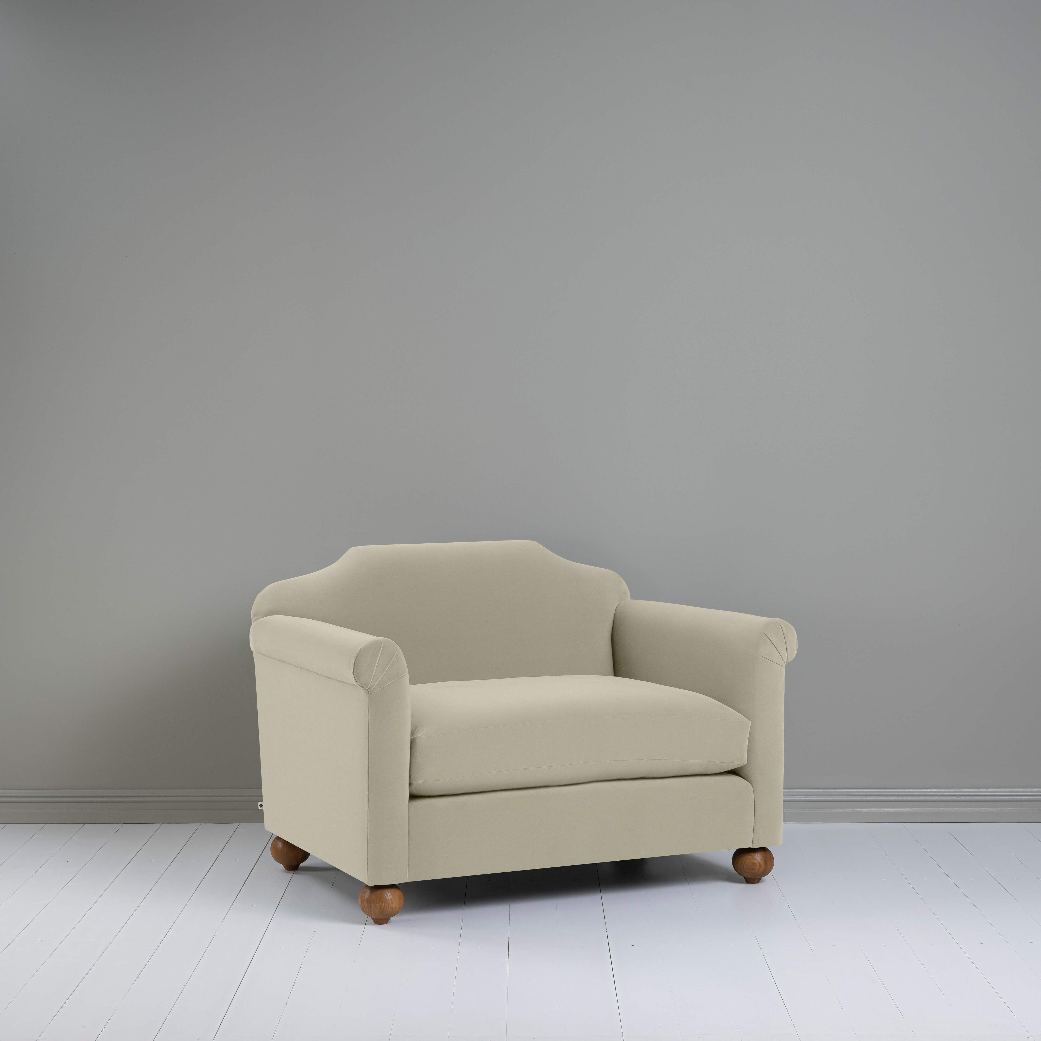 Dolittle Love Seat in Intelligent Velvet Moonstone - Nicola Harding