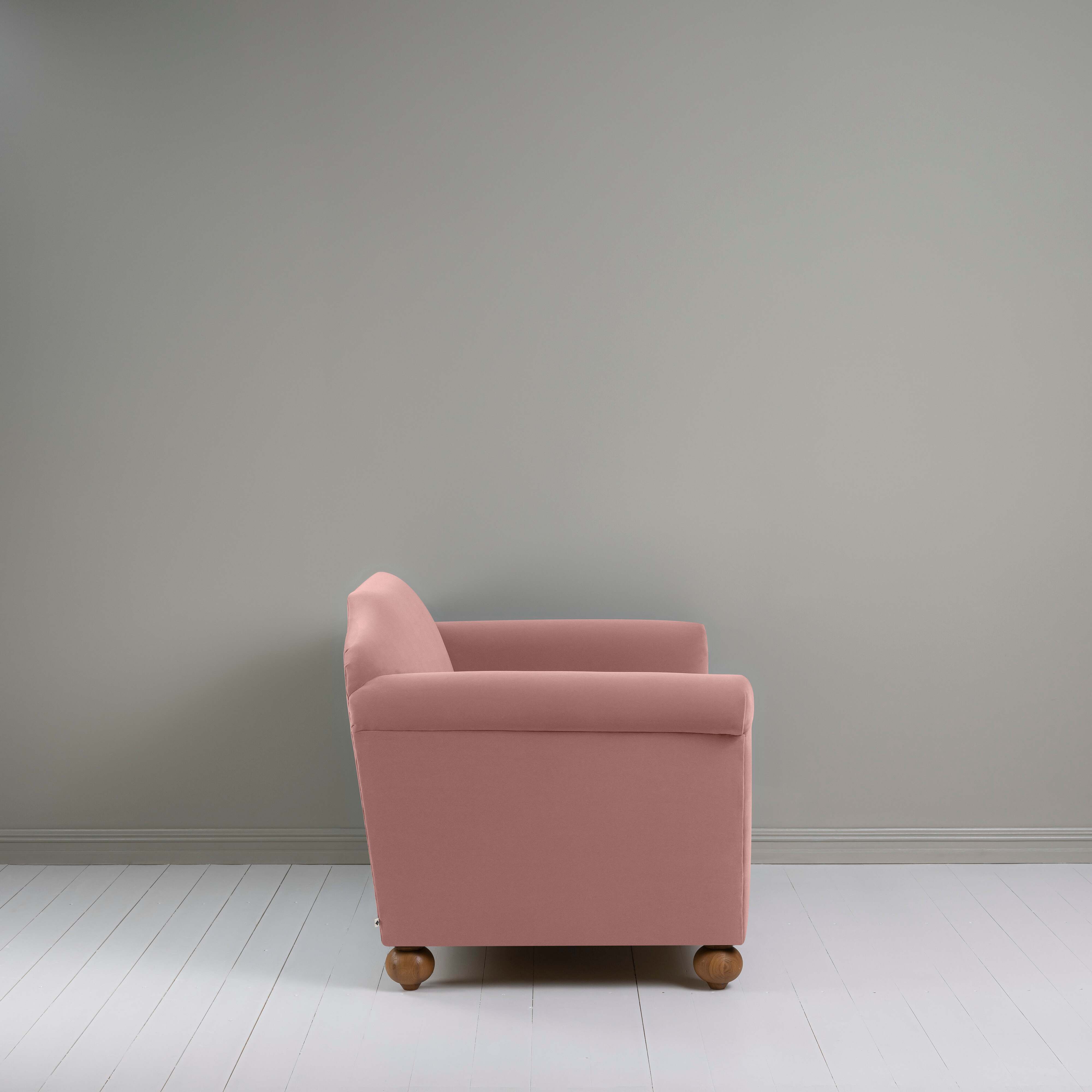 Dolittle Love Seat in Intelligent Velvet Rose, Side View - Nicola Harding
