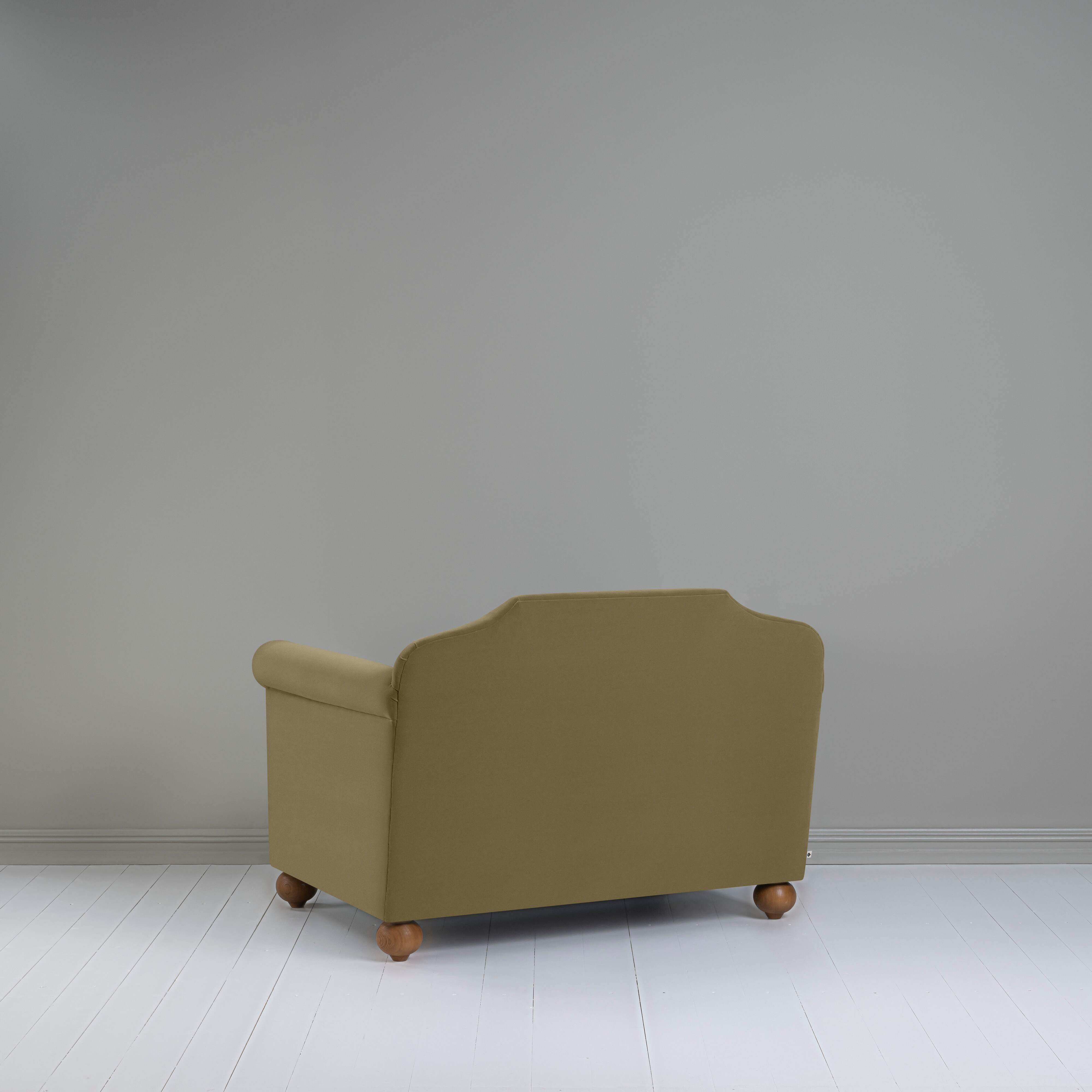 Dolittle Love Seat in Intelligent Velvet Sepia, Back View - Nicola Harding