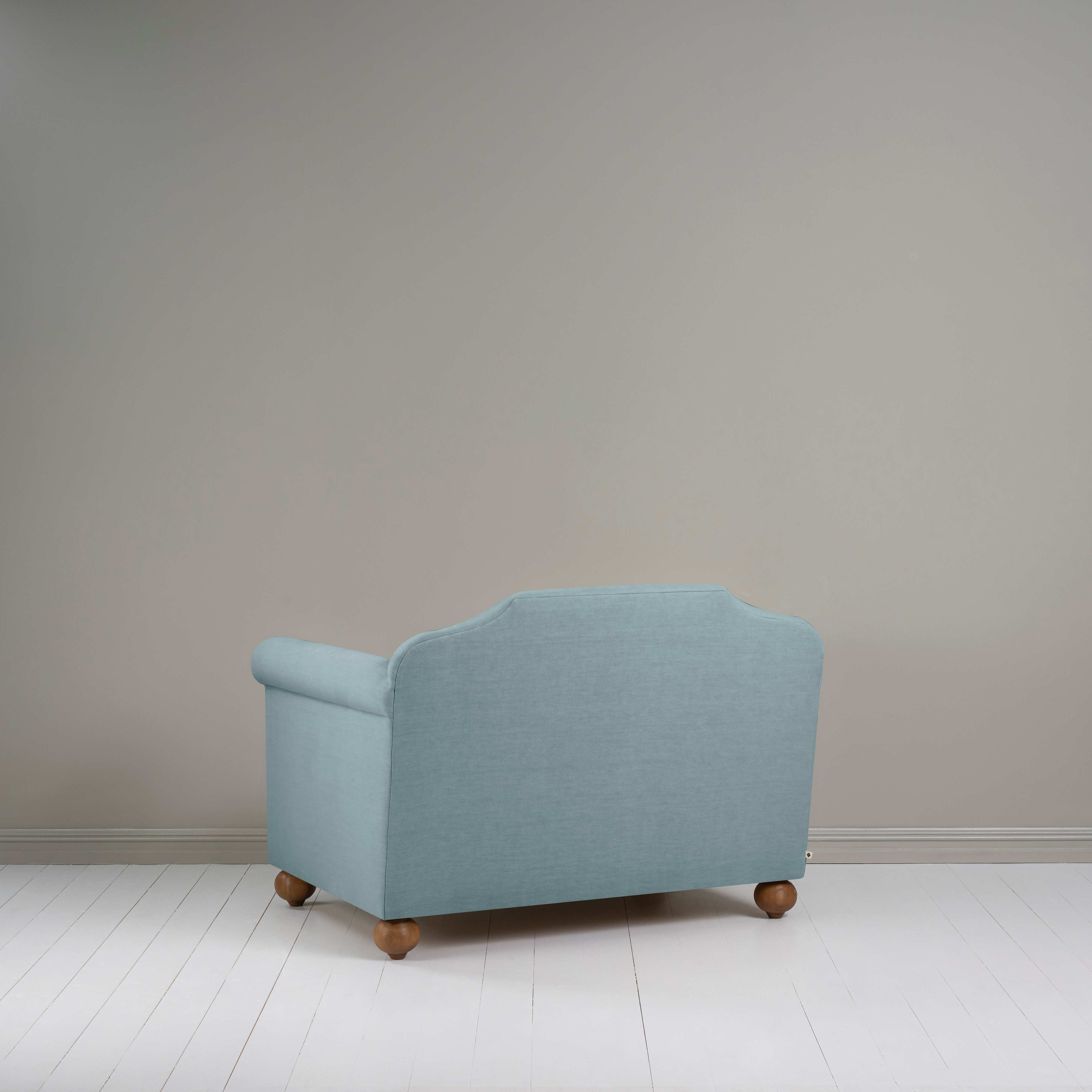 Dolittle Love Seat in Laidback Linen Cerulean, Back View - Nicola Harding