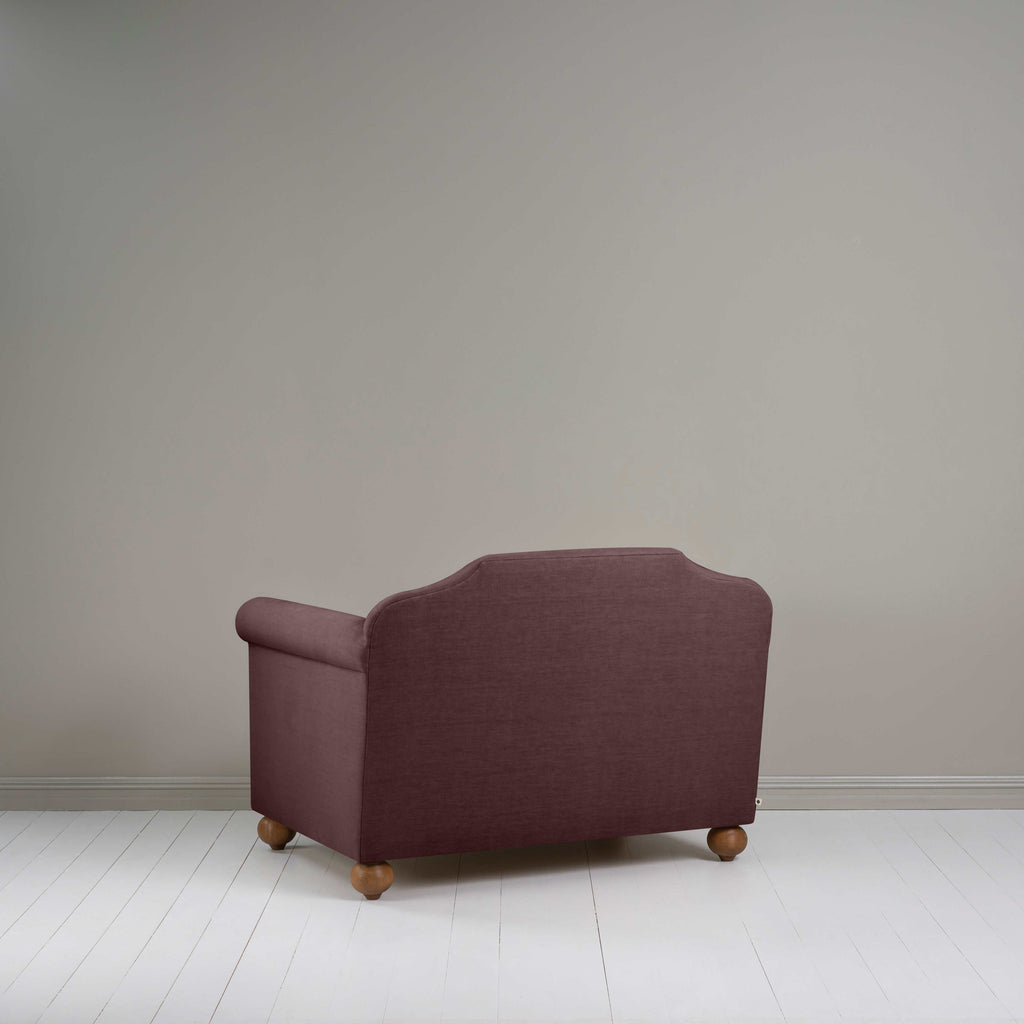 Dolittle Love Seat in Laidback Linen Damson, Back View - Nicola Harding