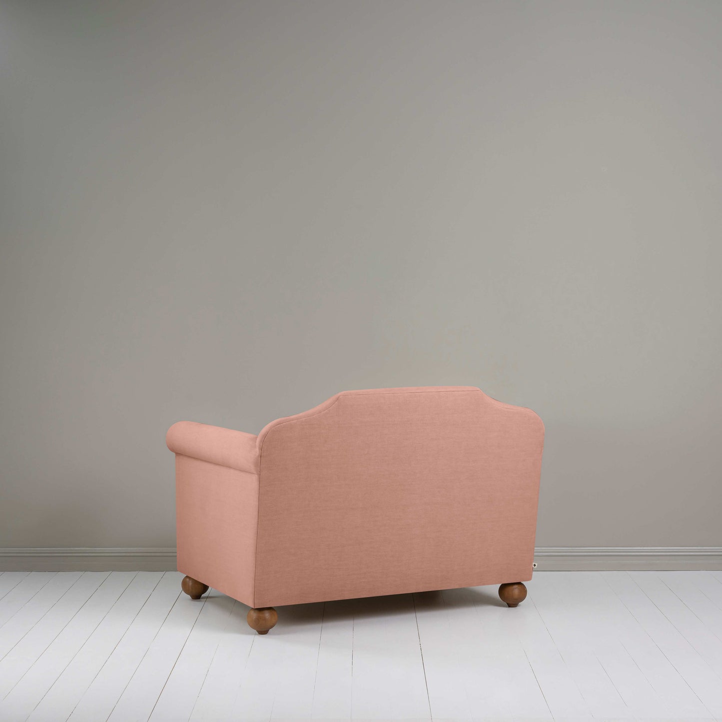 Dolittle Love Seat in Laidback Linen Roseberry, Back View - Nicola Harding
