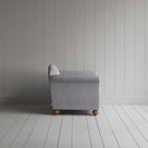 Dolittle Love Seat in Ticking Cotton, Blue Brown, Side View - Nicola Harding