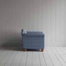 Dolittle Love Seat in Well Plaid Cotton, Blue Brown, Side View - Nicola Harding