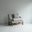 Front Row Upholstered Bench in Ticking Cotton Aqua Brown With Cushions - By NiX