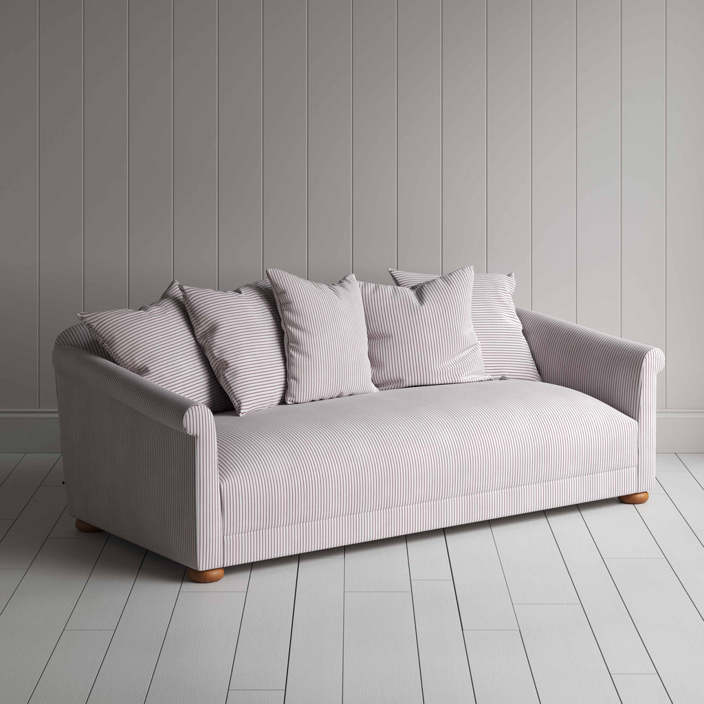  More the Merrier 4 Seater Sofa in Ticking Cotton, Berry 
