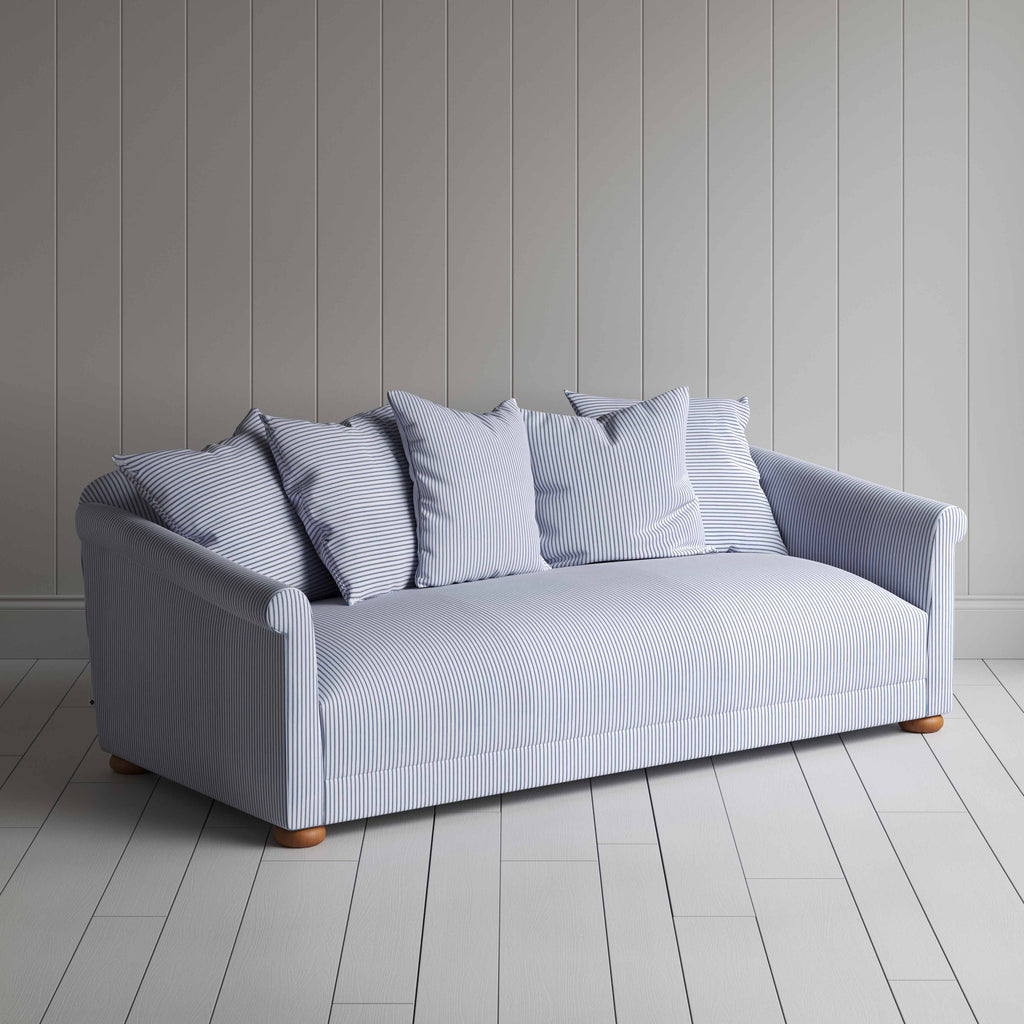  More the Merrier 4 Seater Sofa in Ticking Cotton, Aqua Brown 