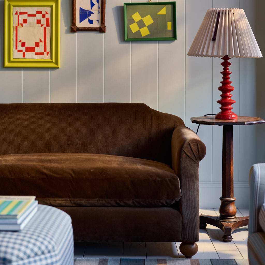 Dolittle 3 Seater Sofa in Ticking Cotton, Blue Brown