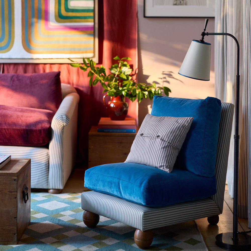 Perch Slipper Armchair in Slow Lane Cotton Linen, Berry