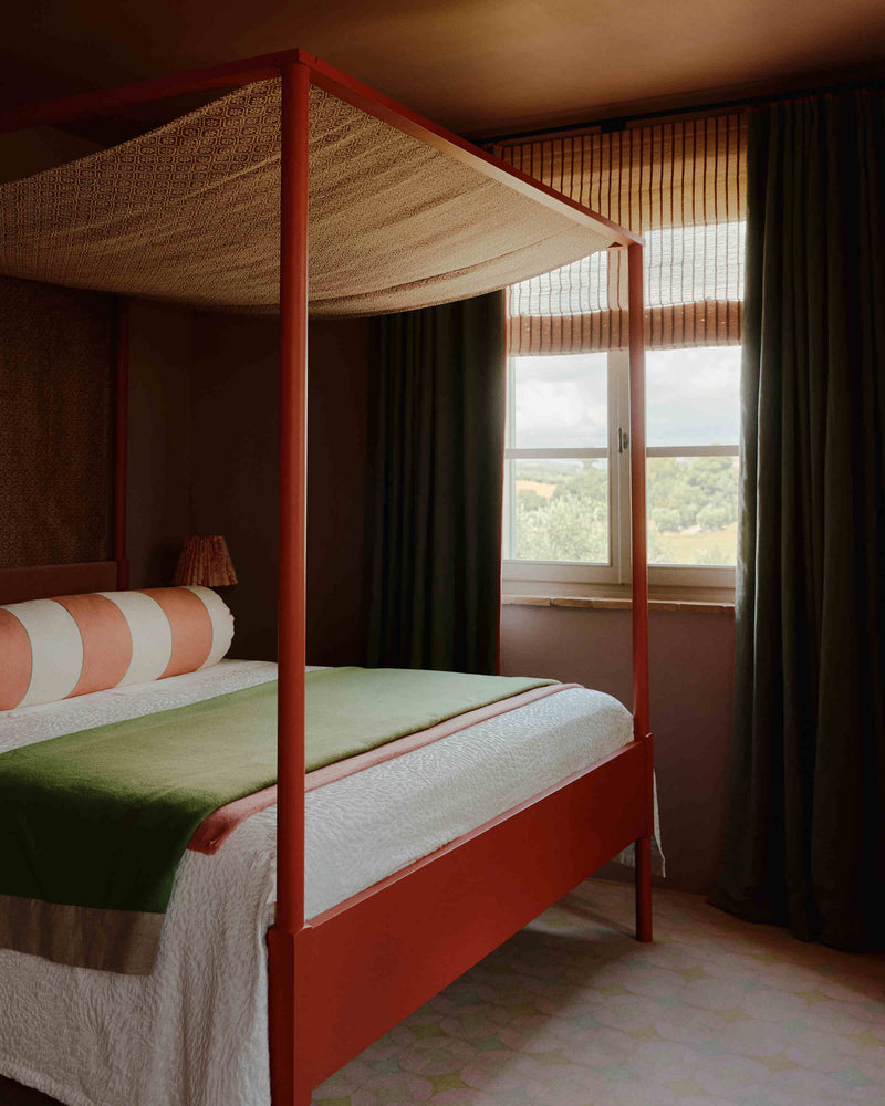 Bedroom styled with the NiX Red Poster Bed – Nicola Harding & Co.