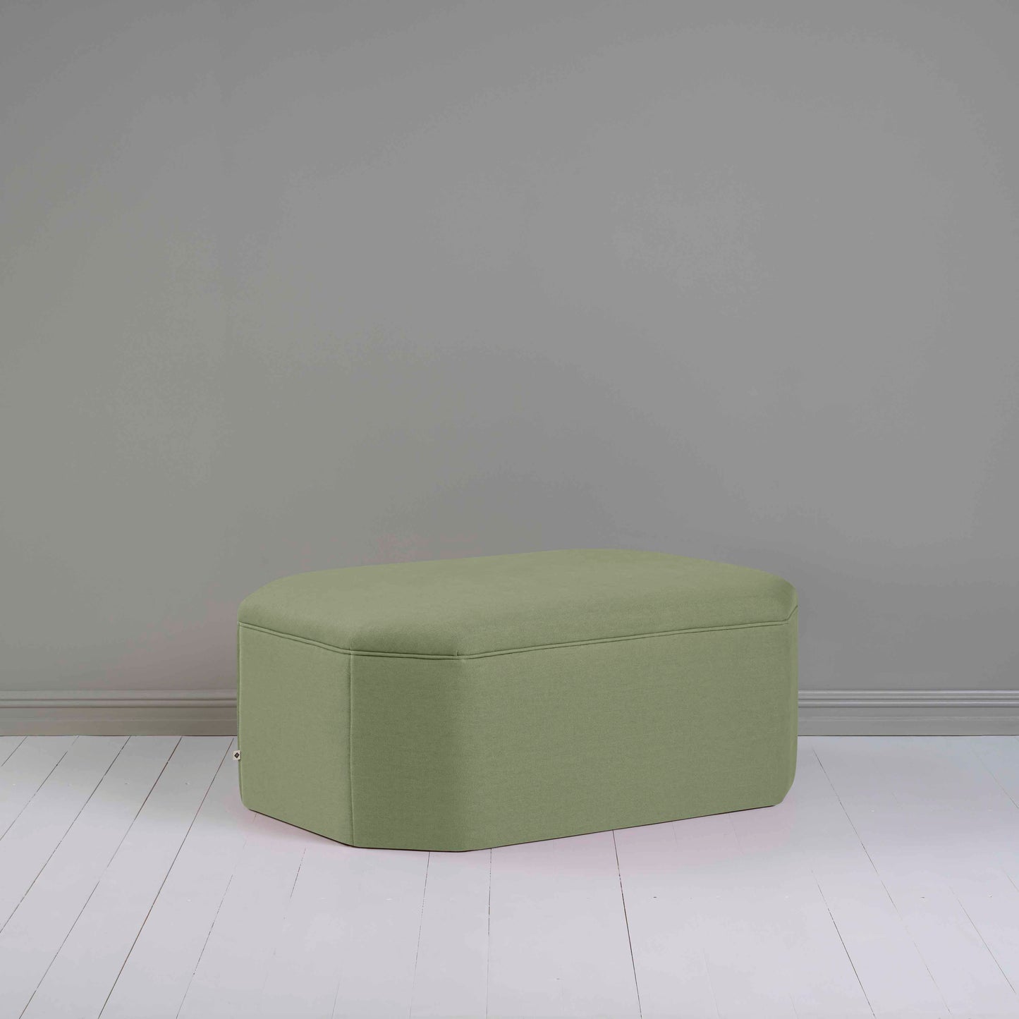 Hither Hexagonal Storage Ottoman in Laidback Linen Moss