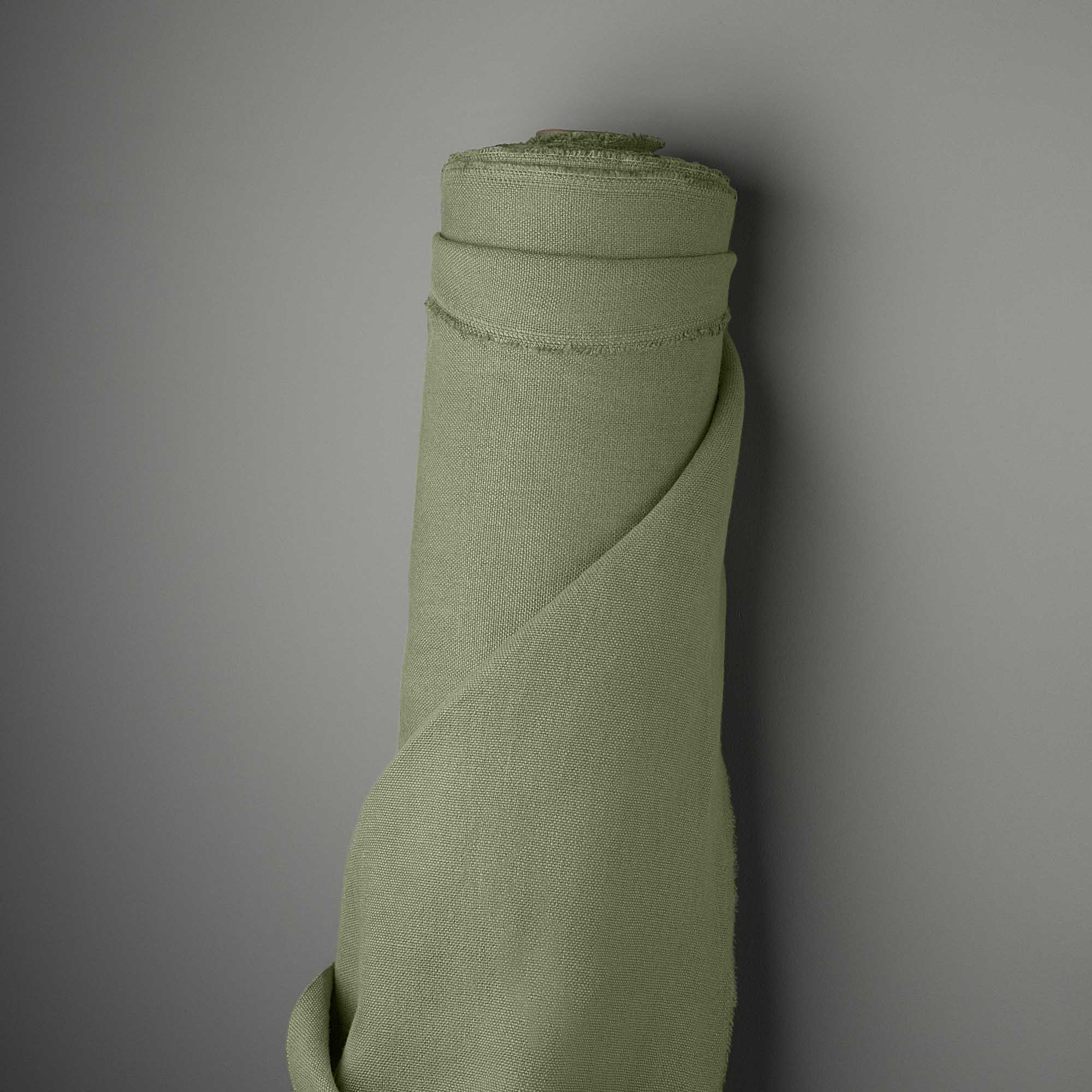 Hither Hexagonal Ottoman in Laidback Linen Moss - Nicola Harding