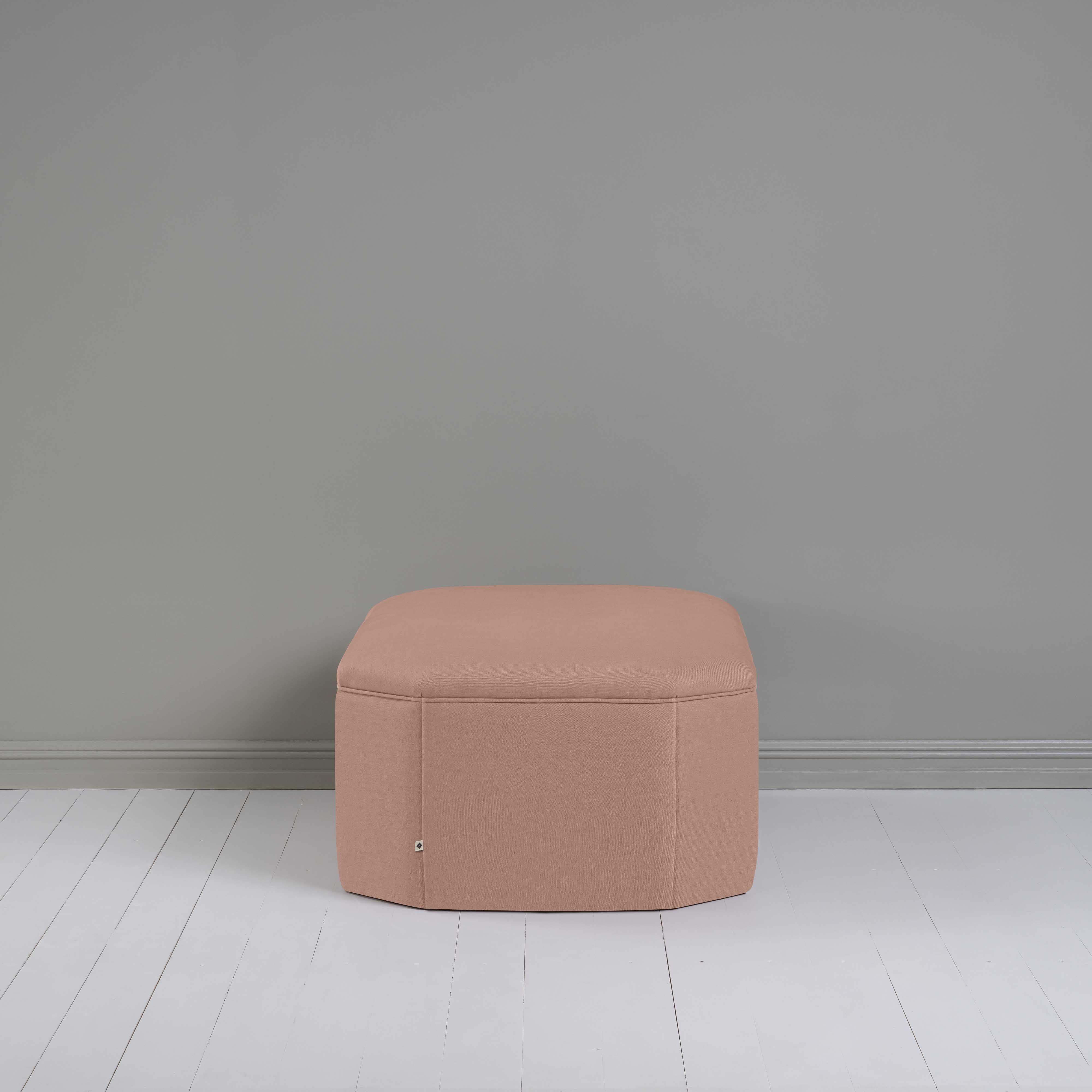 Hither Hexagonal Storage Ottoman in Laidback Linen Roseberry - Nicola Harding