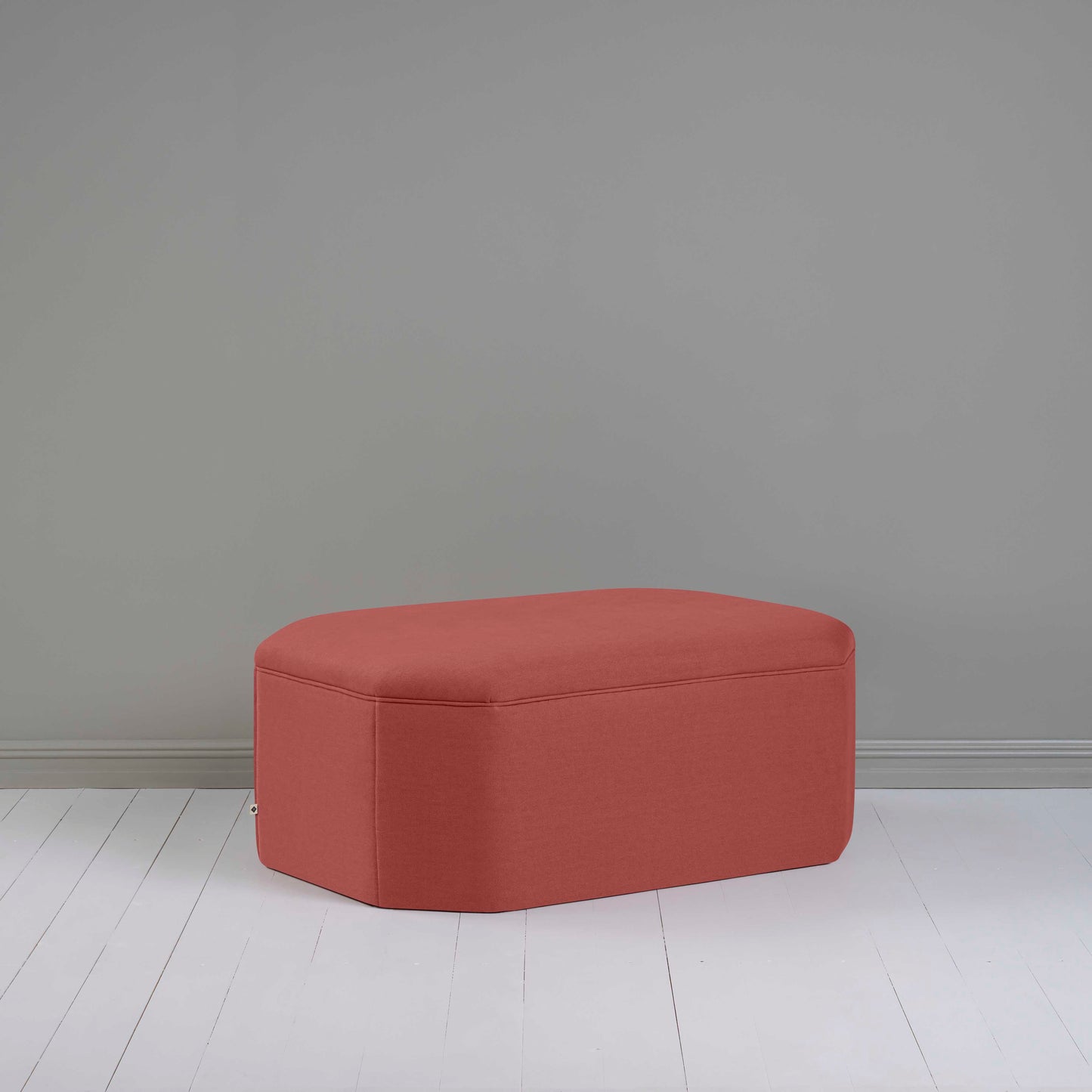 Hither Hexagonal Ottoman in Laidback Linen Rouge