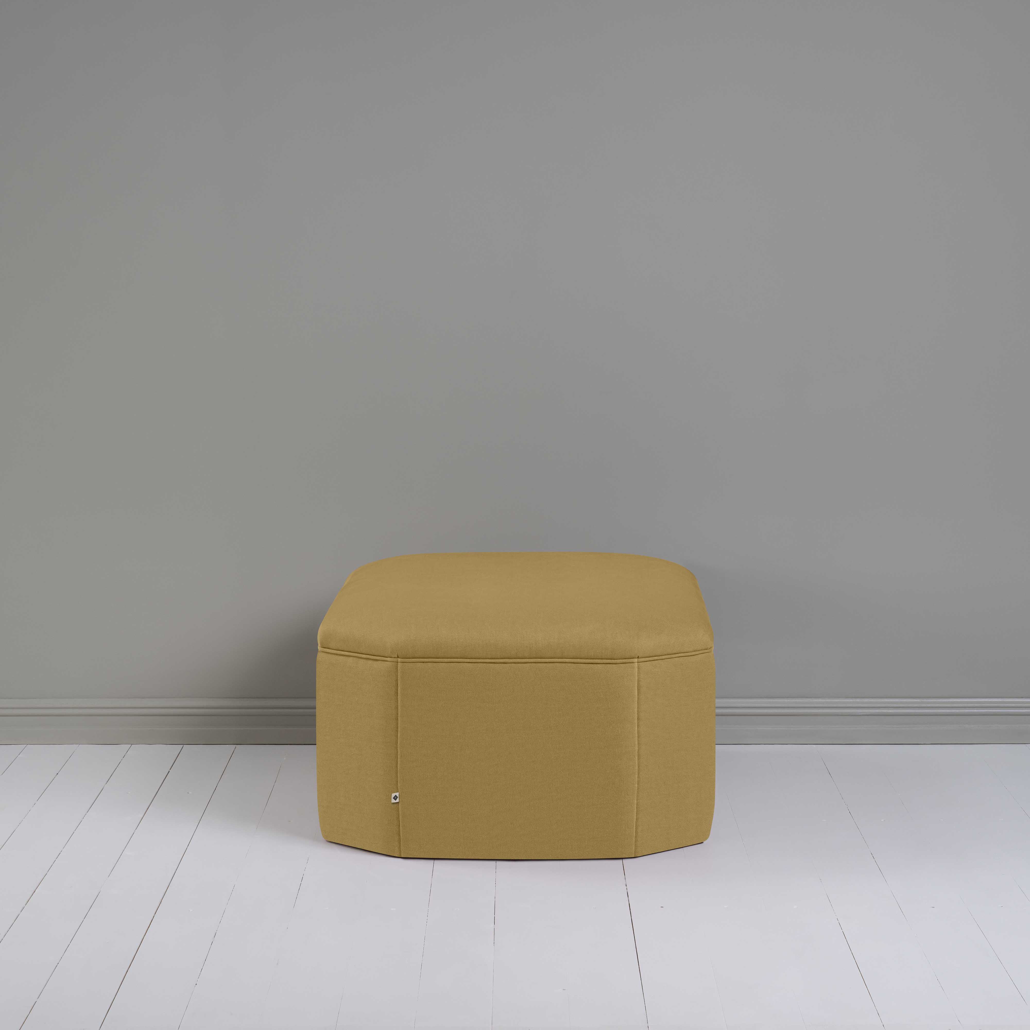 Hither Hexagonal Storage Ottoman in Laidback Linen Ochre - Nicola Harding
