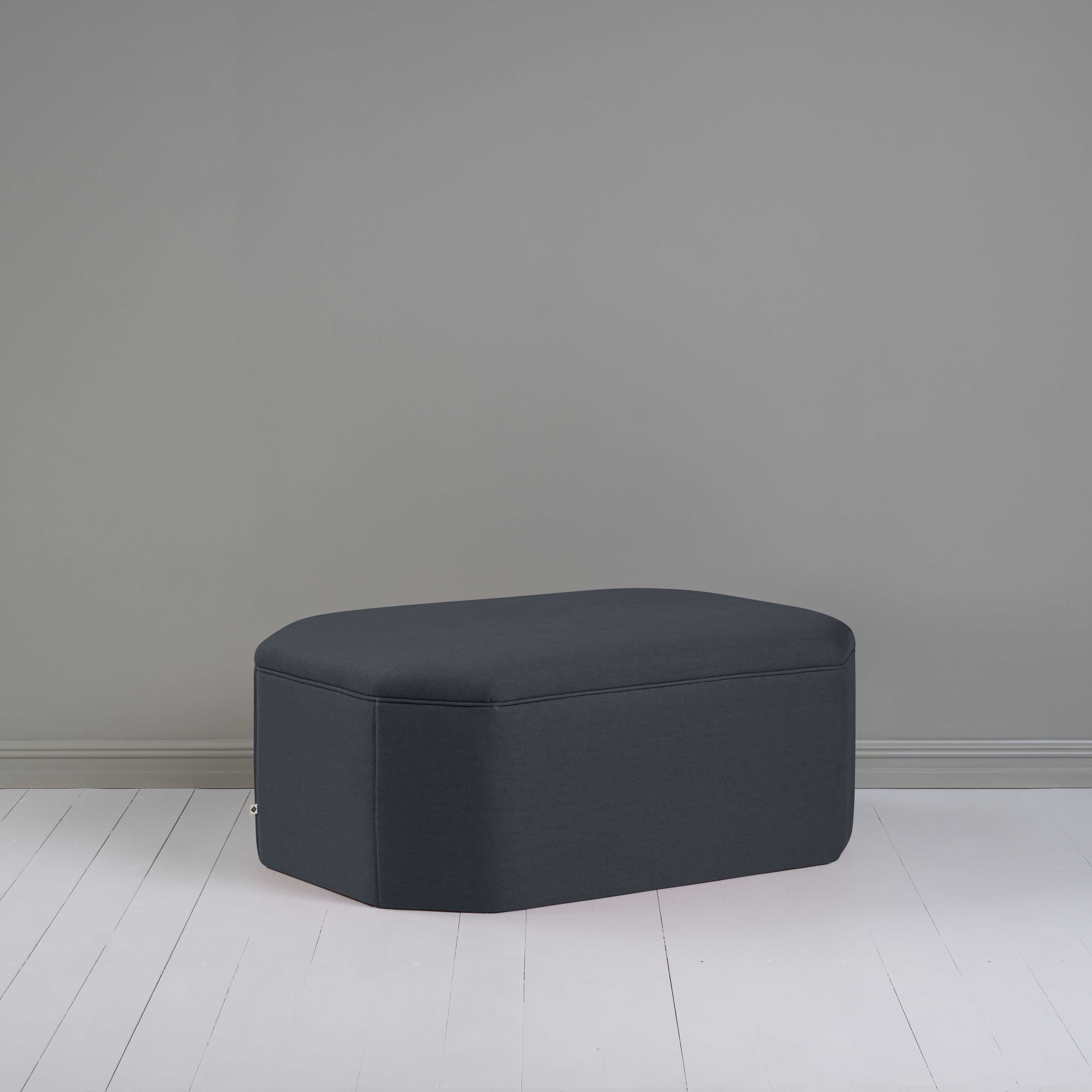 Hither Hexagonal Ottoman in Laidback Linen Midnight - Nicola Harding