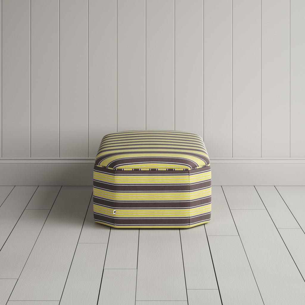 Hither Hexagonal Ottoman in Regatta Cotton, Custard