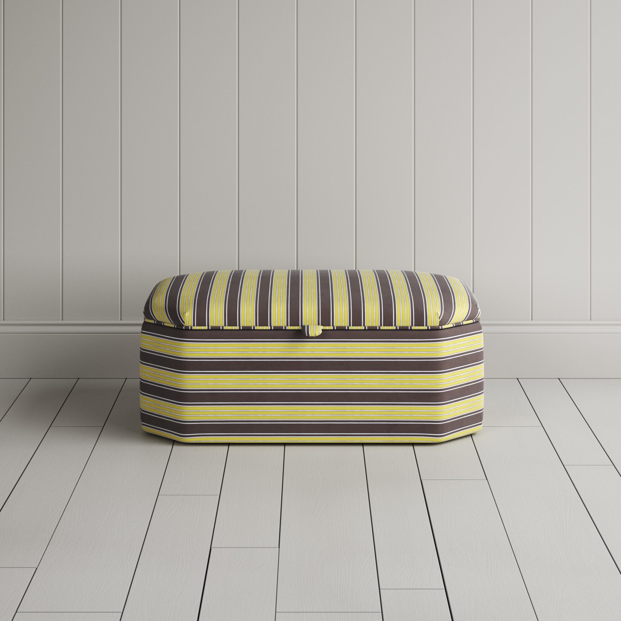 Hither Hexagonal Storage Ottoman in Regatta Cotton, Custard