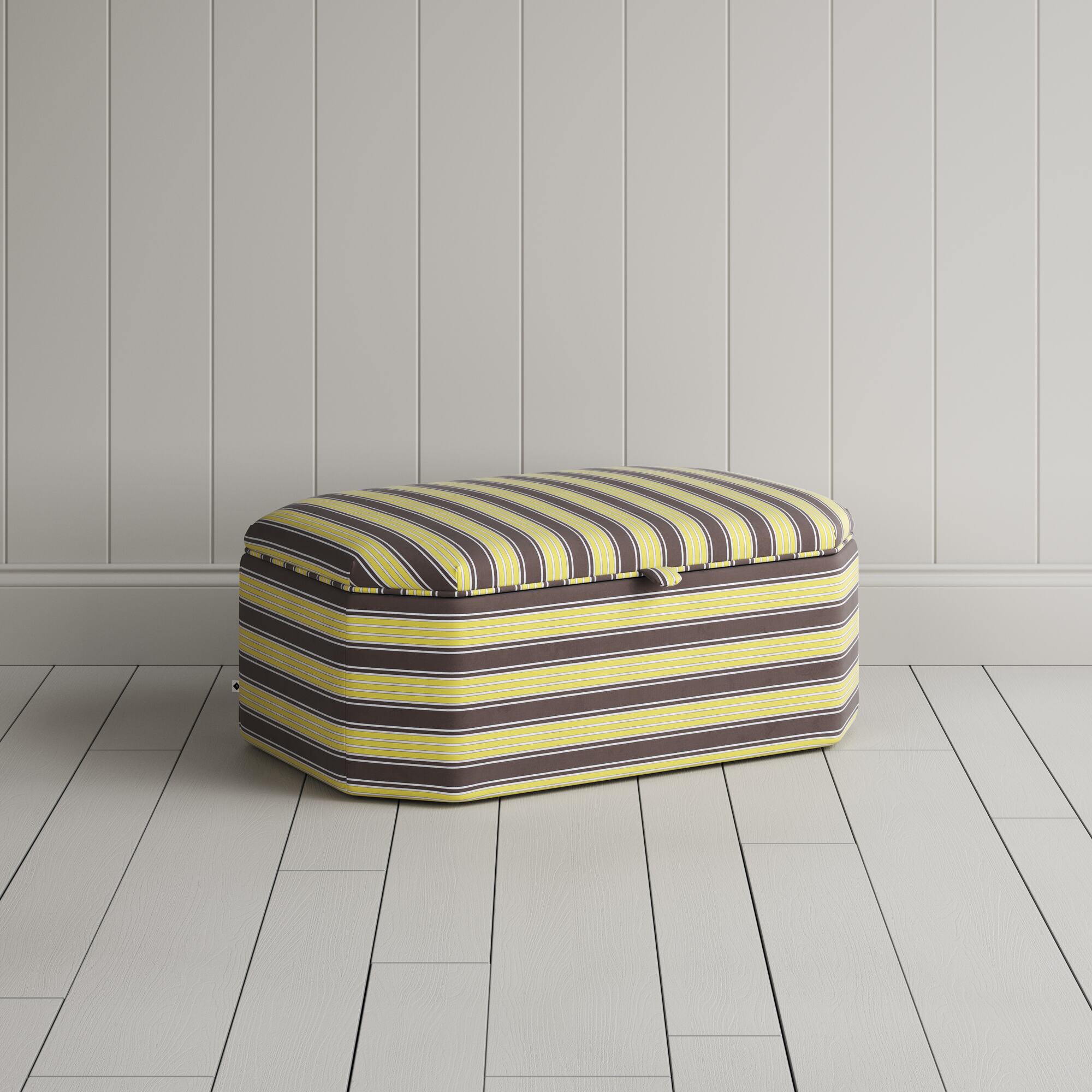 Hither Hexagonal Storage Ottoman in Regatta Cotton, Custard