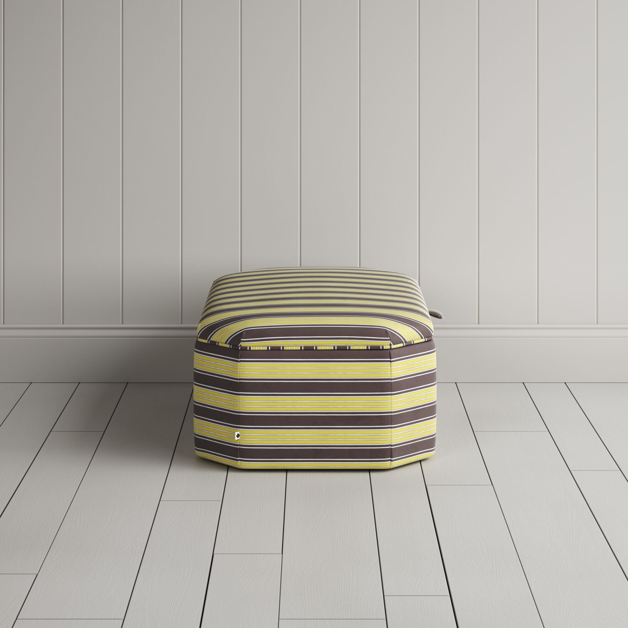 Hither Hexagonal Storage Ottoman in Regatta Cotton, Custard