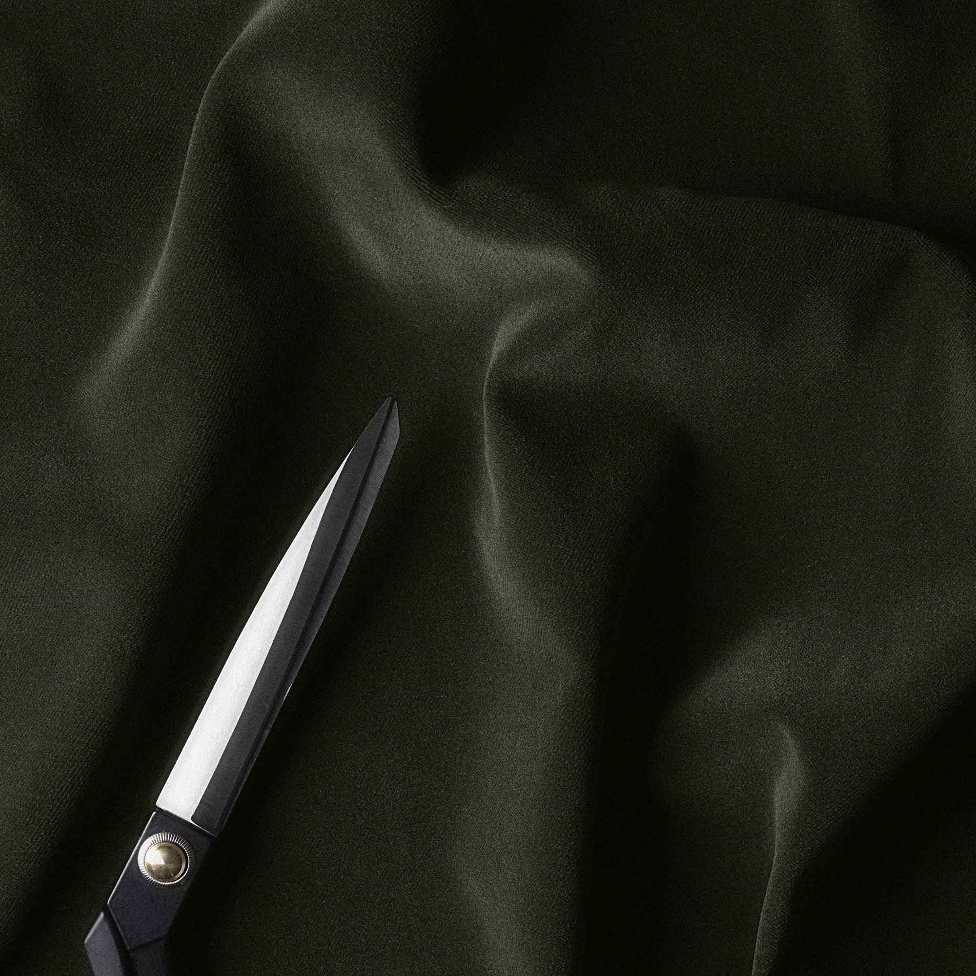 Hither Hexagonal Ottoman in Intelligent Velvet Seaweed - Nicola Harding