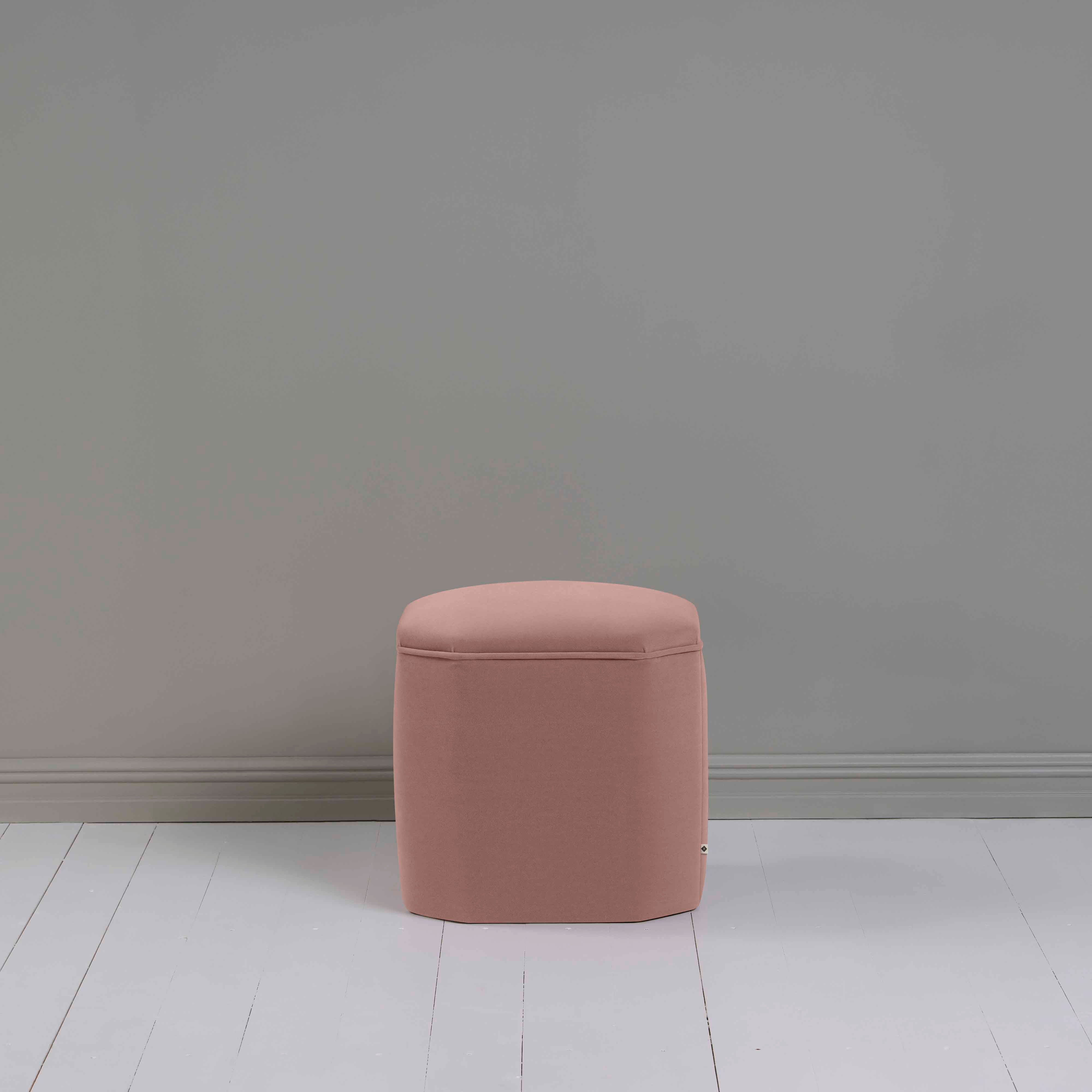 Thither Hexagonal Ottoman in Intelligent Velvet Dusky Pink Back View - NiX