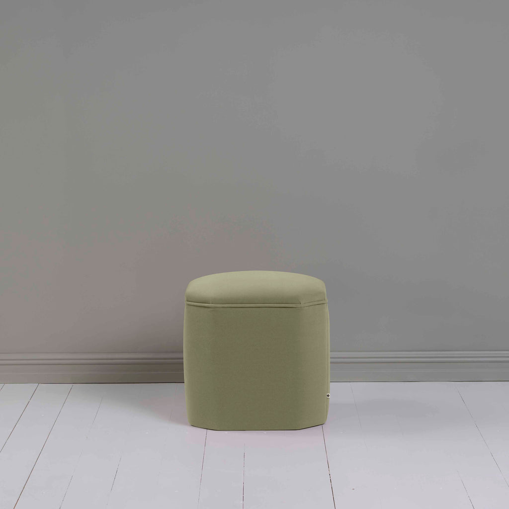 Thither Hexagonal Ottoman in Intelligent Velvet Green Tea Back View - NiX