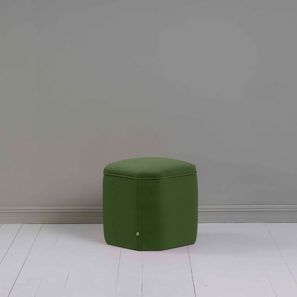 Thither Hexagonal Ottoman in Intelligent Velvet Juniper - NiX