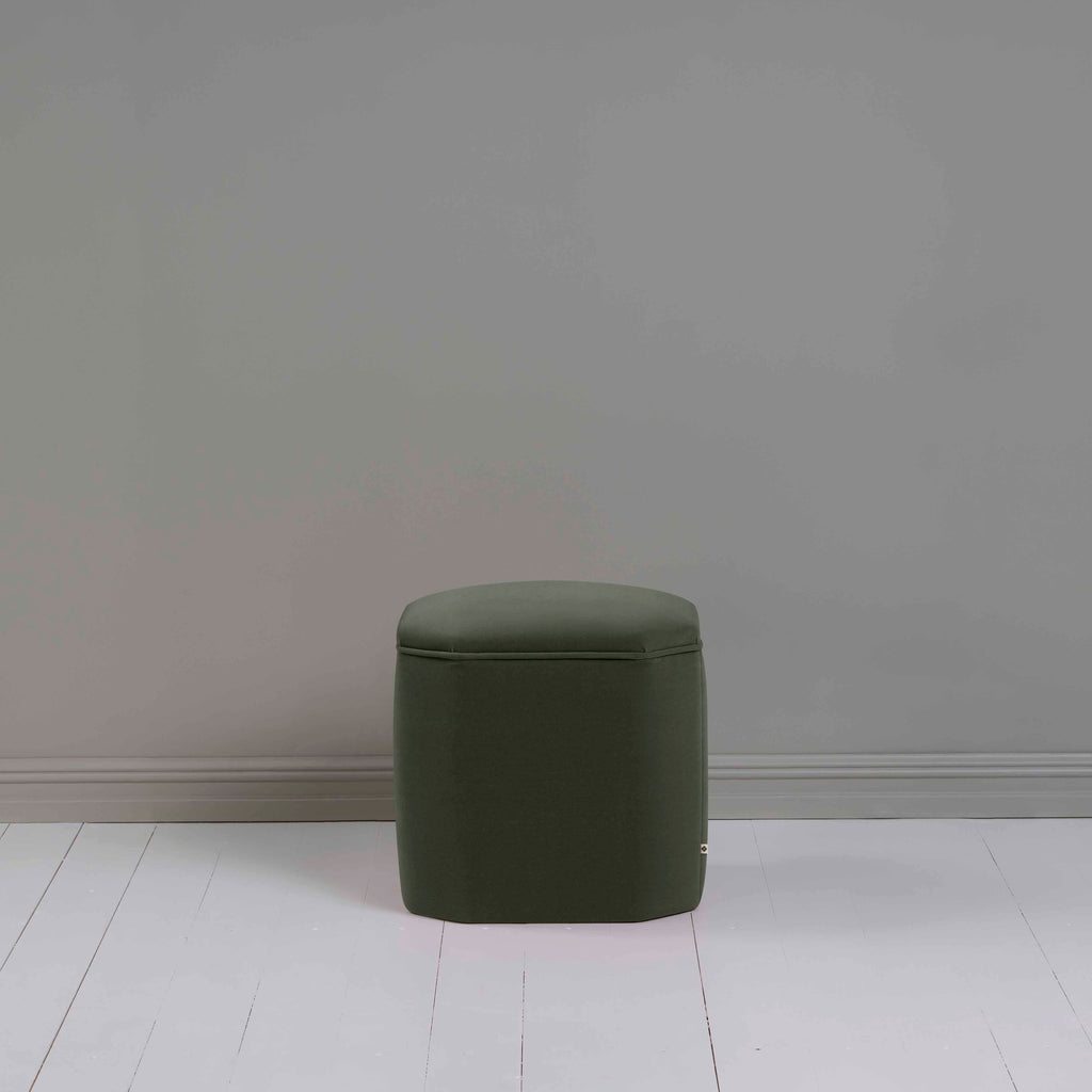 Thither Hexagonal Ottoman in Intelligent Velvet Seaweed Back View - NiX