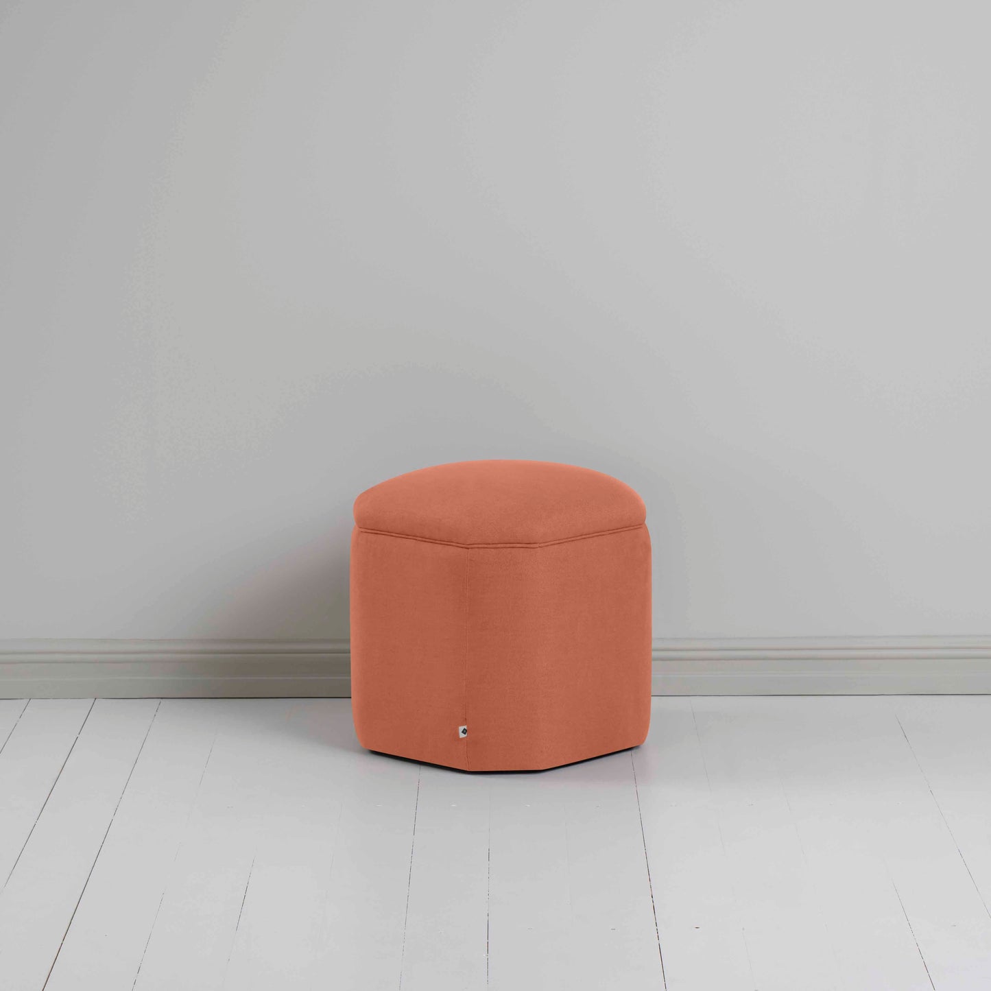 Thither Hexagonal Ottoman in Laidback Linen Cayenne