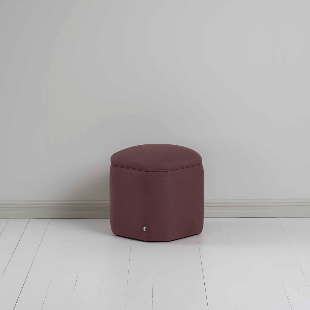 Thither Hexagonal Ottoman in Laidback Linen Damson - NiX