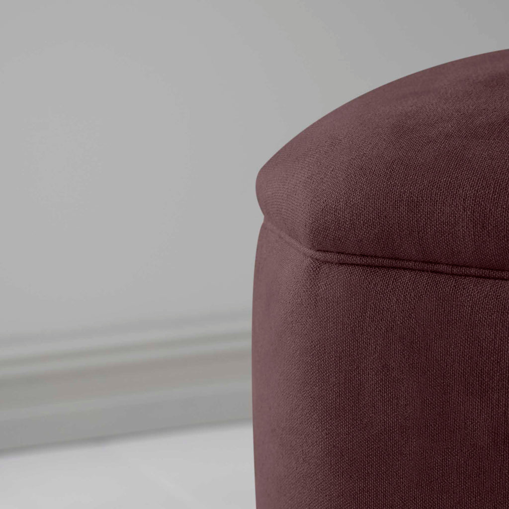 Thither Hexagonal Ottoman in Laidback Linen Damson Design Closeup - NiX