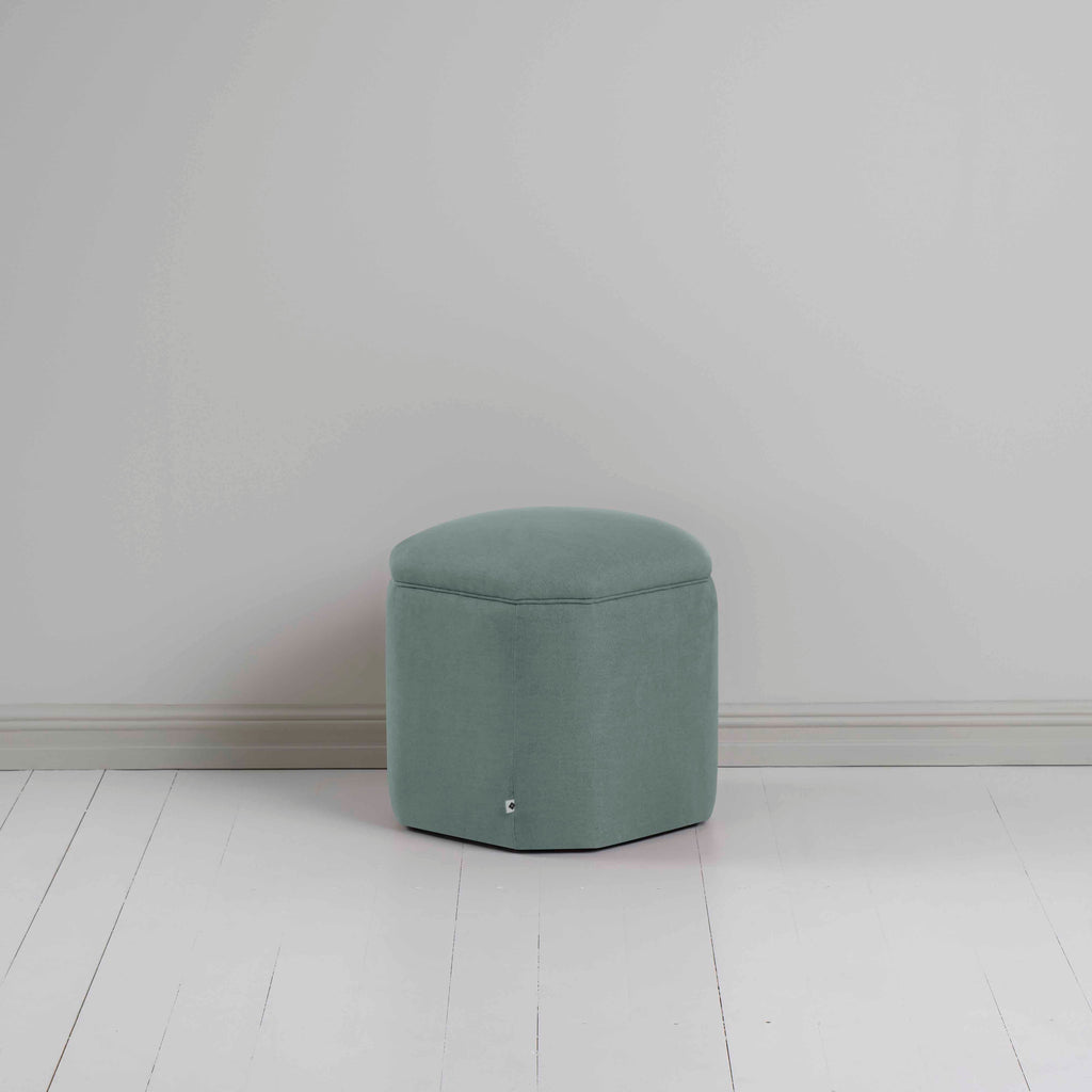 Thither Hexagonal Ottoman in Laidback Linen Mineral - NiX