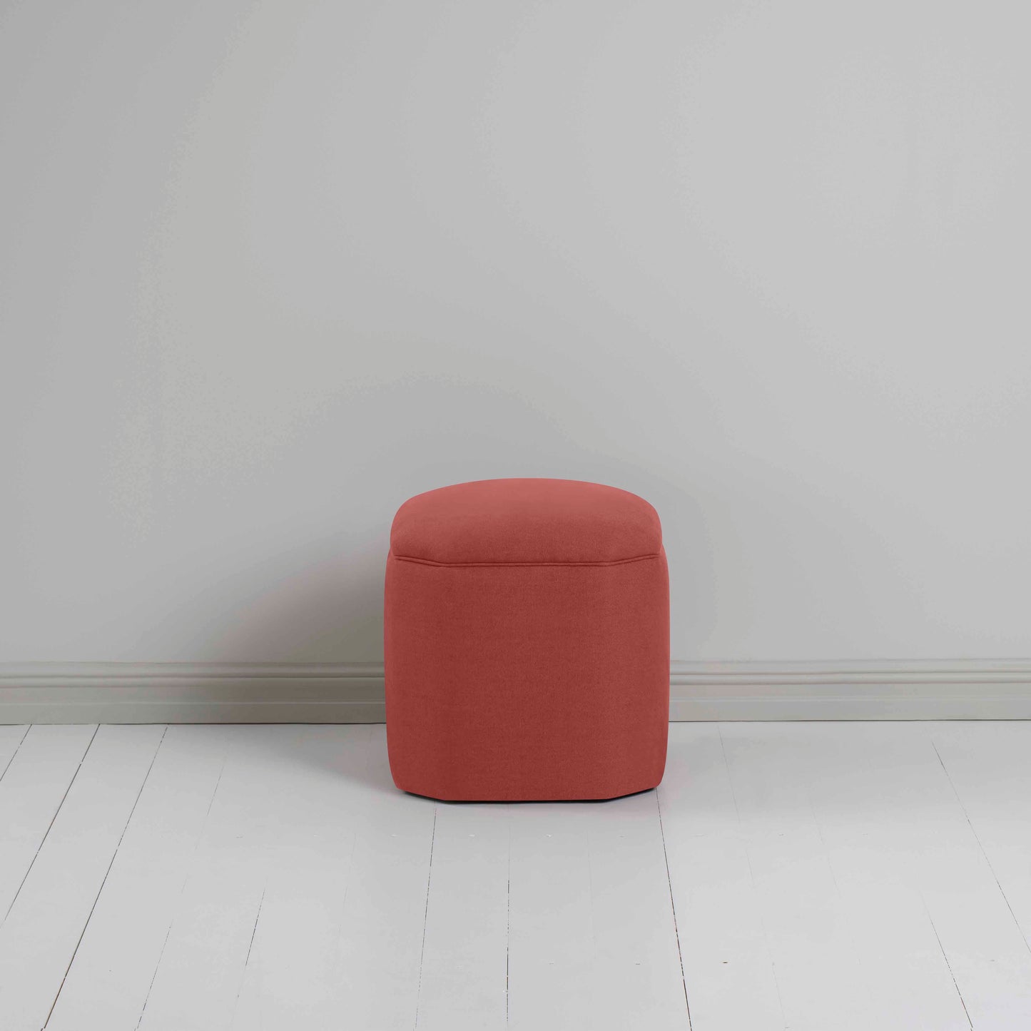 Thither Hexagonal Ottoman in Laidback Linen Rouge