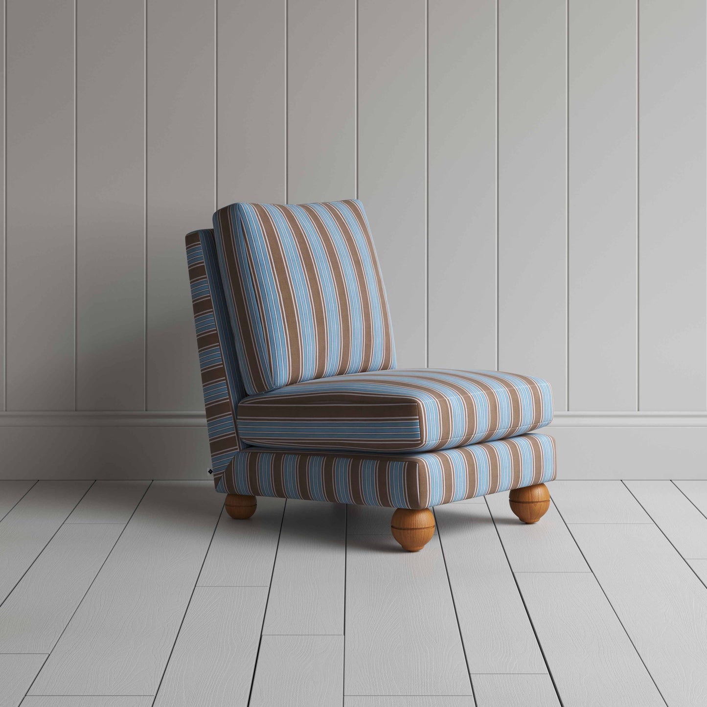 Perch Slipper Armchair in Regatta Cotton, Blue - NiX