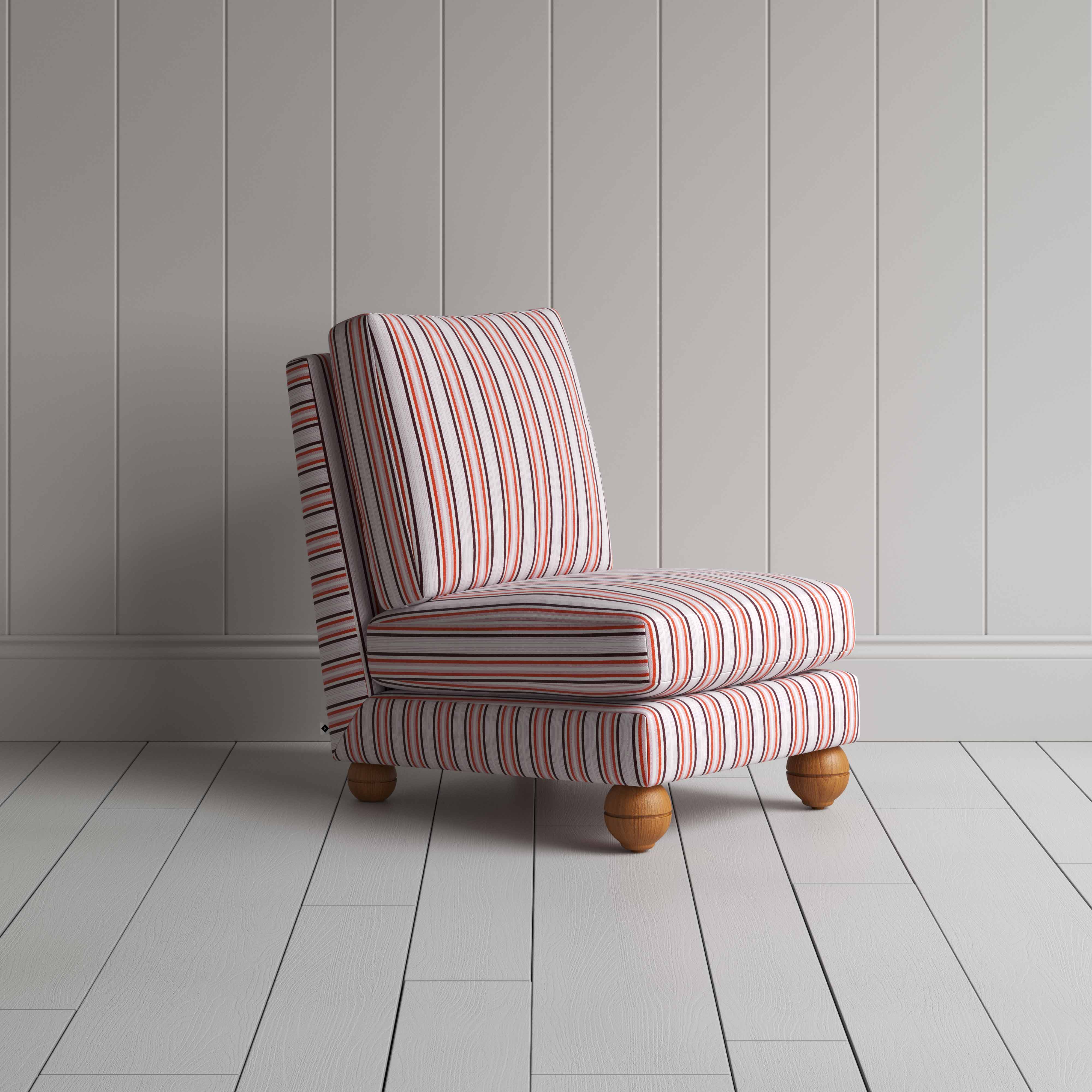  Perch Slipper Armchair in Slow Lane Cotton Linen, Berry 